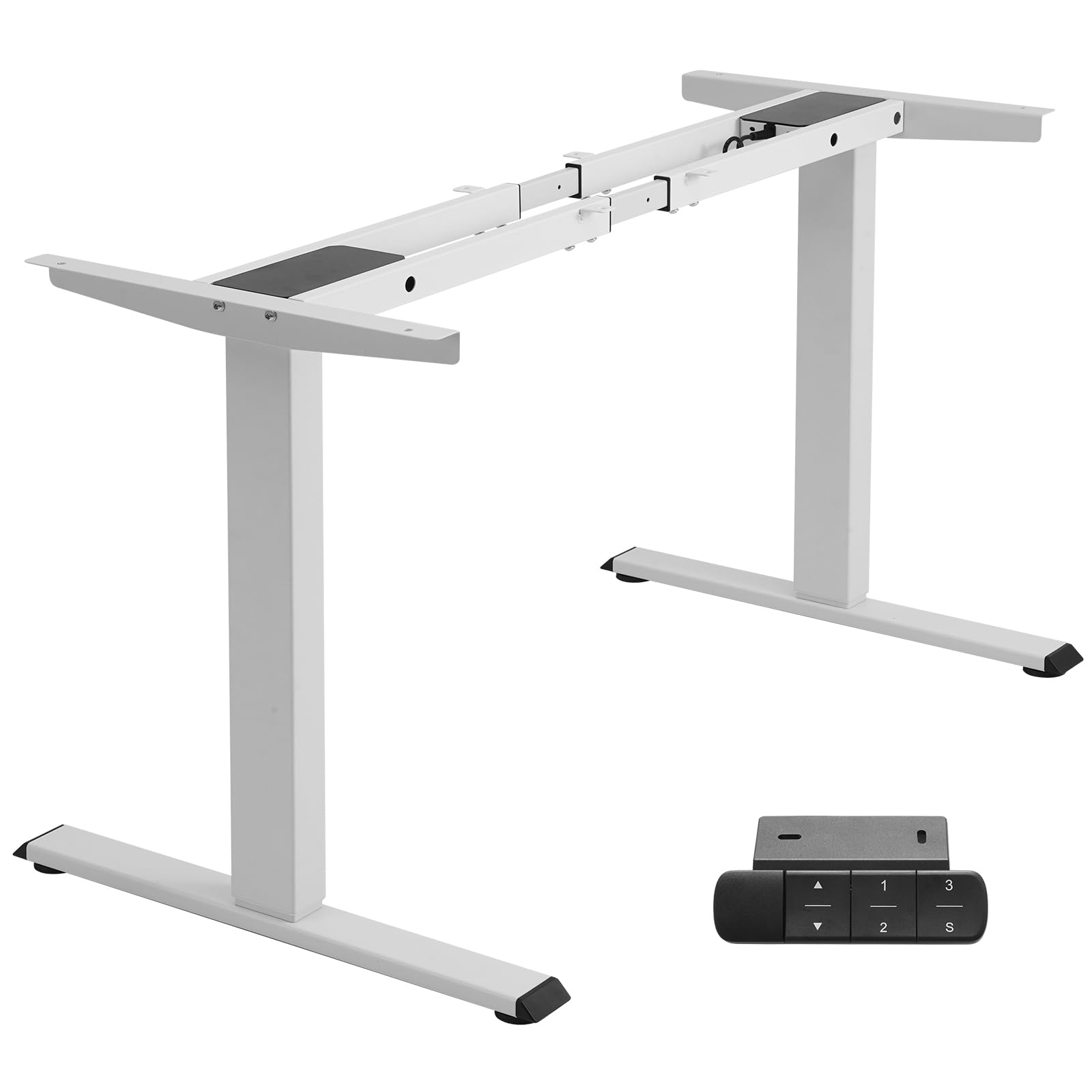 TOPSKY Dual Motor Electric Height Adjustable Standing Desk - 48 x 24 Inches, White Ergonomic Computer Desk for Home Office, Gaming & Workstation Setup