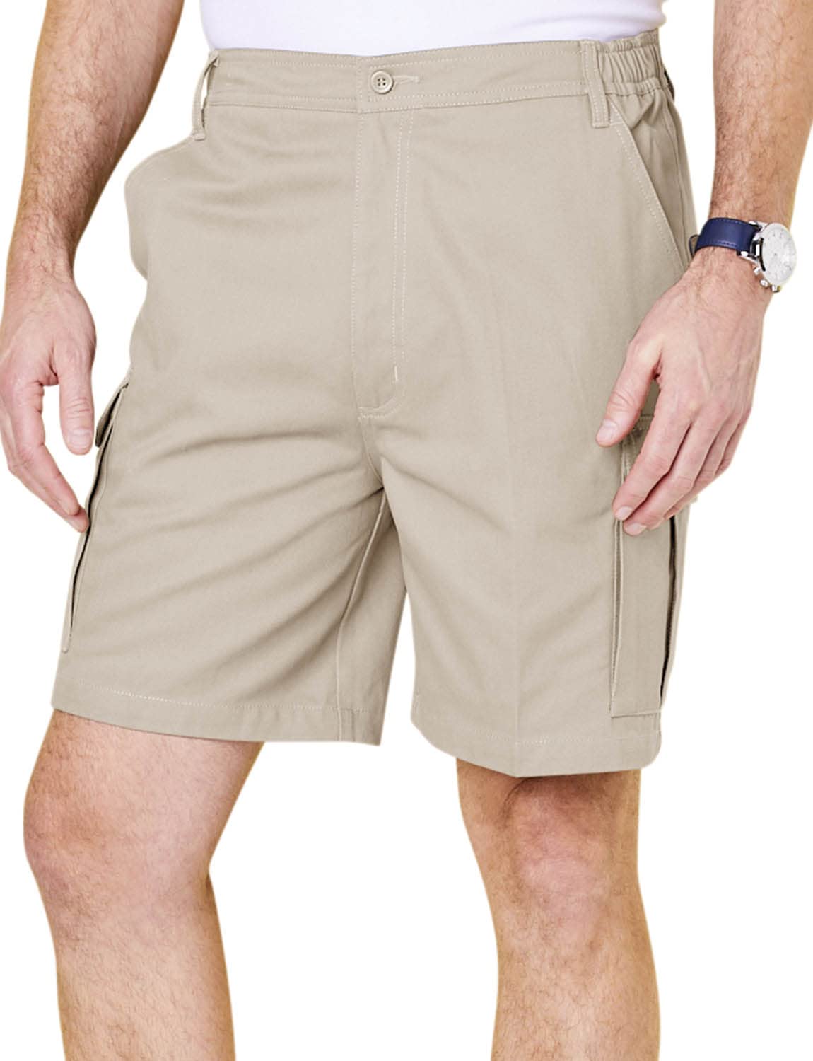 Men's Cotton Cargo Shorts with Elastic Waistband - Comfortable Stretch Fit for Outdoor Activities, Hiking, and Summer Travel
