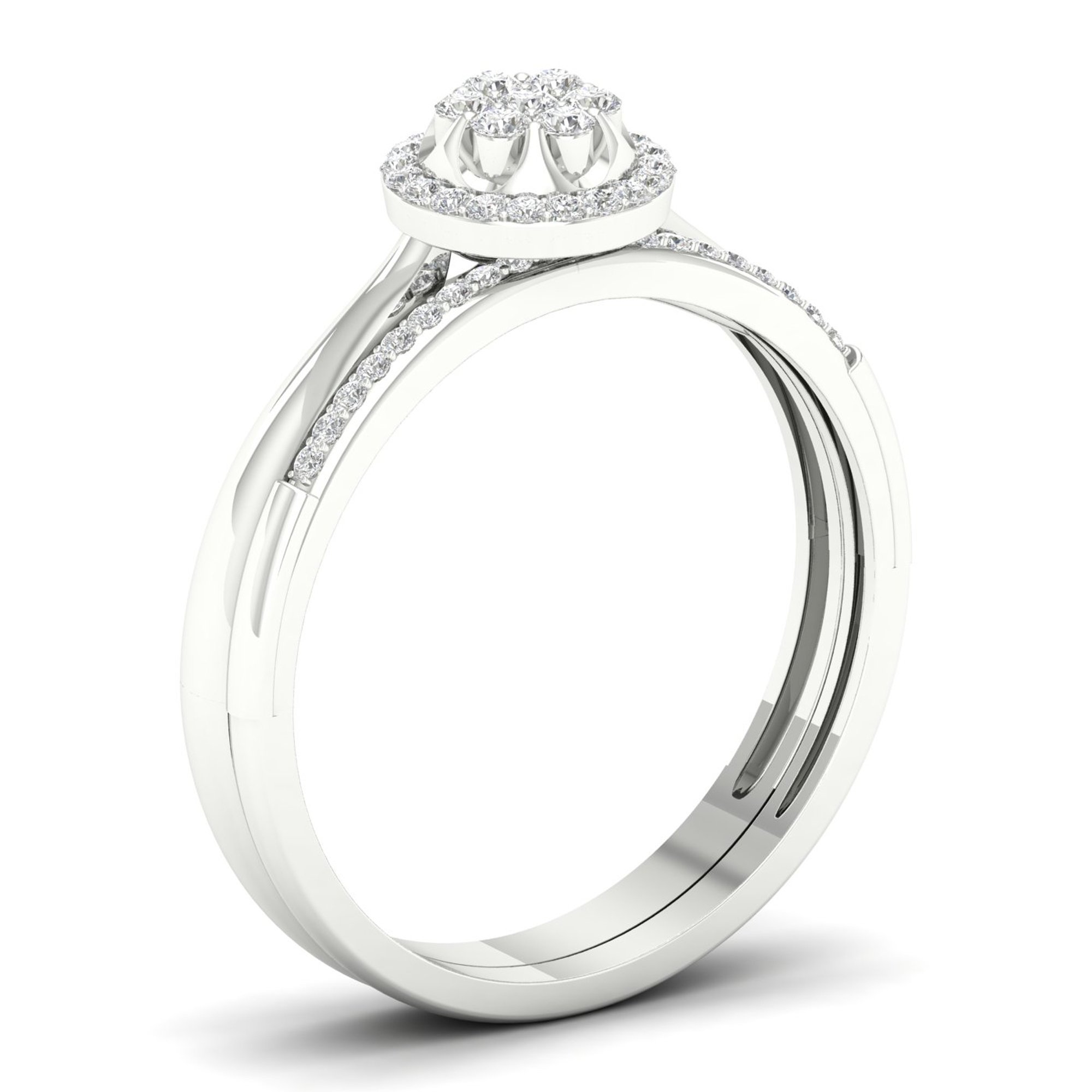 DZON Sterling Silver 1/3ct TDW Diamond Halo Bridal Set - Elegant Wedding Ring Set for Women, Perfect for Engagement, Proposal & Anniversary Gifts