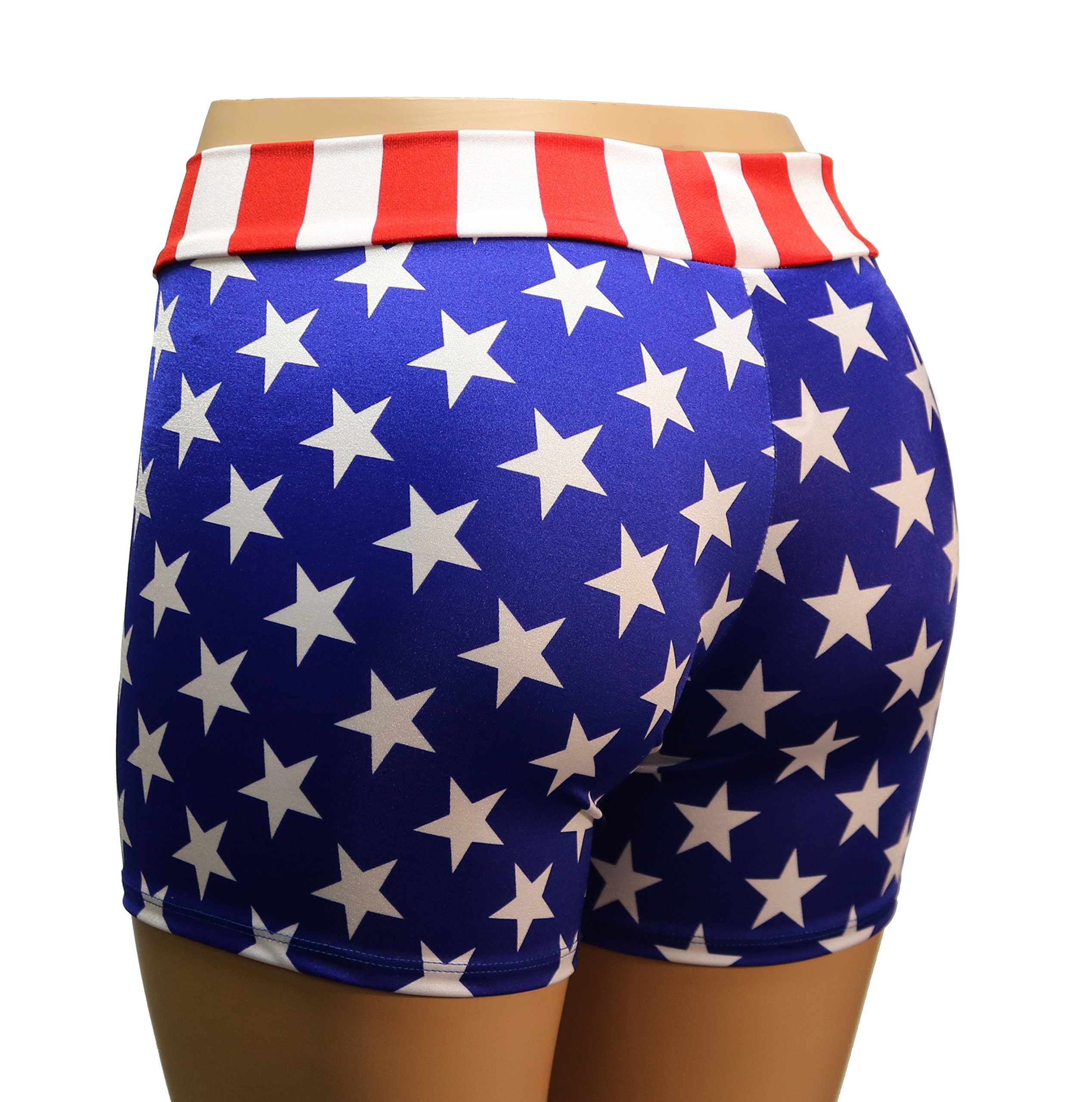 Patriotic American Flag Biker Shorts for Women - USA Stars & Stripes Design - Available in Adult & Plus Sizes - Perfect for 4th of July, Motorcycle Rides & Gym Workouts
