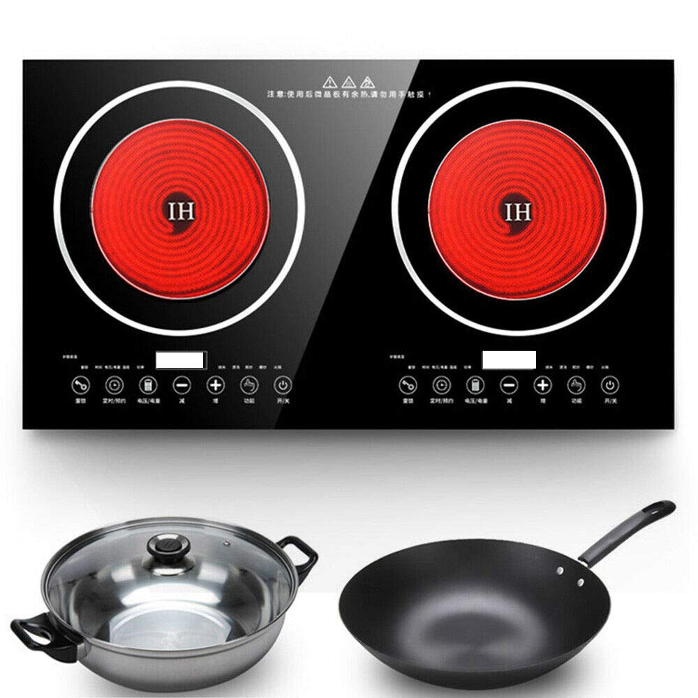 1200W Dual Induction Cooktop with Digital Controls - Stainless Steel Electric Stove for Home & Commercial Kitchens | Portable Countertop Burner for Cooking, Boiling & Frying | Perfect for Apartments, RVs & Outdoor Use