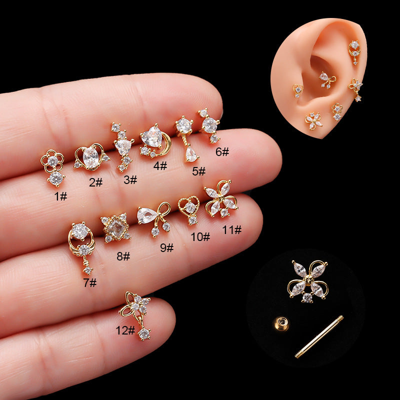 20G Cute Bow Dangle Conch Daith Stud Earrings for Cartilage Piercing | Hypoallergenic Stainless Steel Jewelry | Perfect for Everyday Wear & Special Occasions