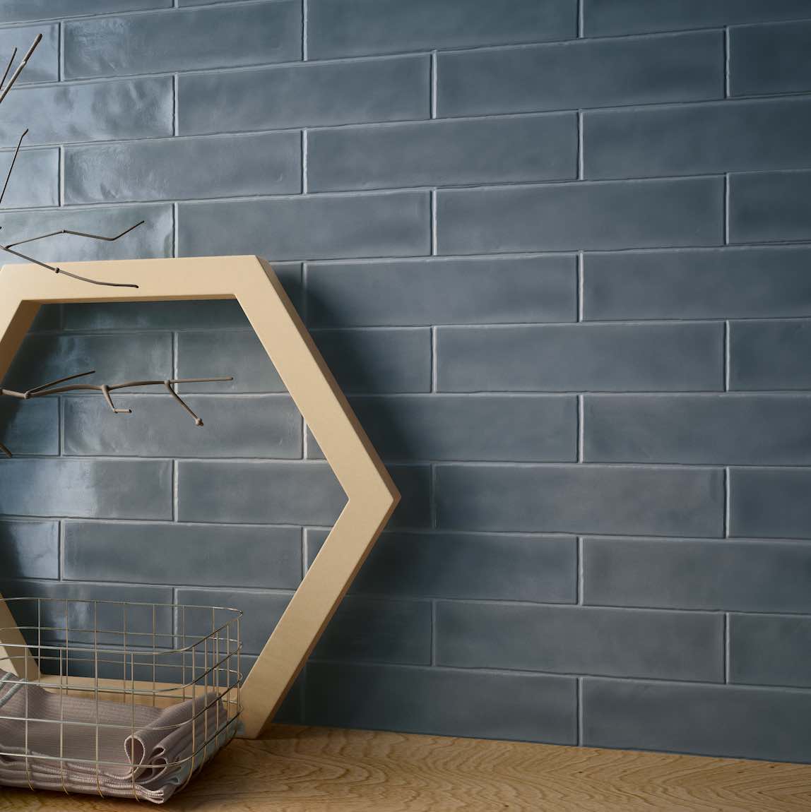 Handmade Muted Blue 3x12 Ceramic Wall Tile - Premium Quality Ceramic Tiles for Kitchen Backsplash, Bathroom & Shower Walls - Perfect for Home Renovation and Interior Design