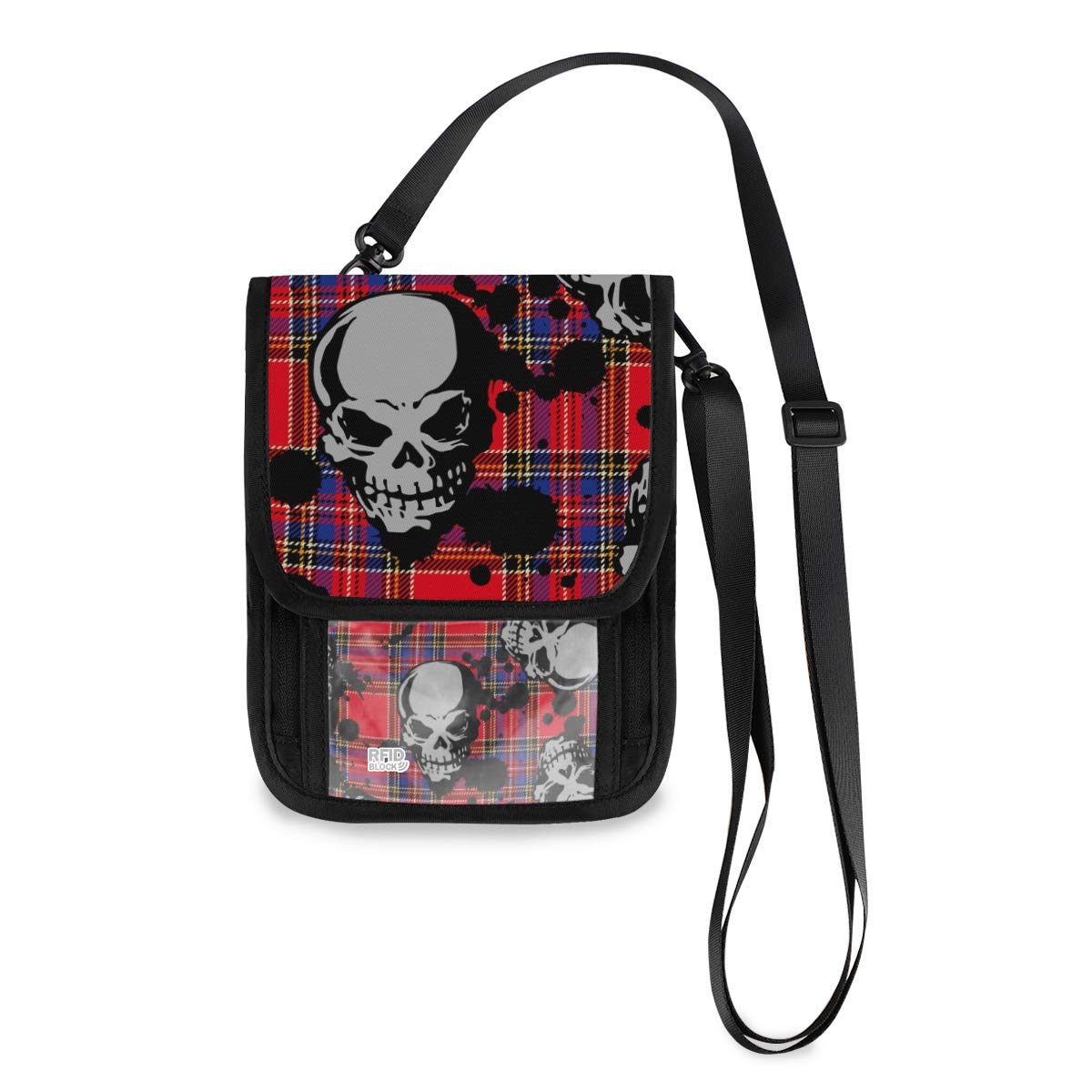 ALAZA Skull & Paint Small Crossbody Wallet Purse - RFID Blocking Phone Bag with Credit Card Slots - Passport Holder for Women - Perfect for Travel, Concerts & Daily Use