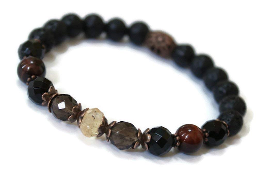 Gemstone Aromatherapy Bracelet Set with Essential Oils - Confidence & Energy Boost for Yoga & Meditation