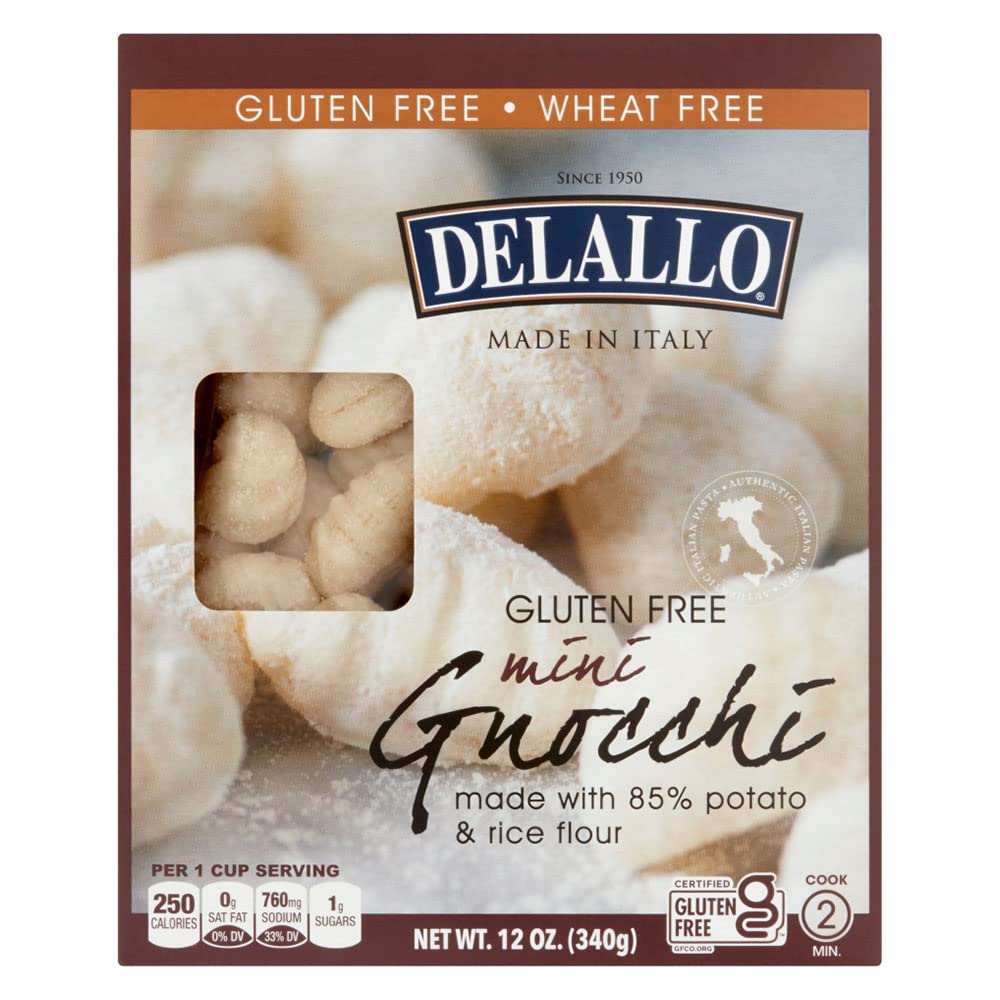 DeLallo Gluten Free Potato & Rice Mini Gnocchi - 12oz Box (3-Pack) | Authentic Italian Pasta Alternative for Celiac Diet & Healthy Meals | Perfect for Soups, Salads & Quick Family Dinners