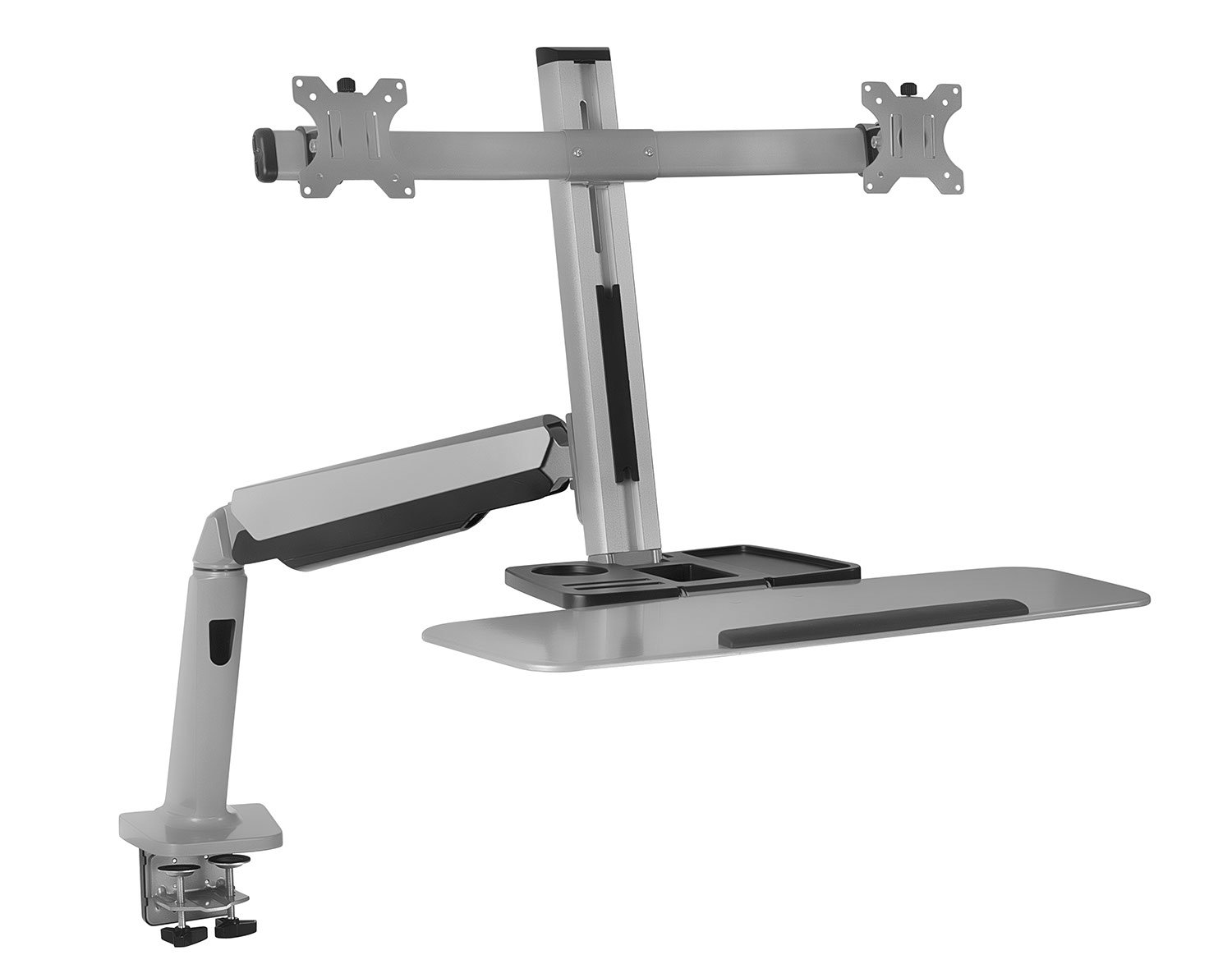 Mount-It! Dual Monitor Standing Desk Converter - Height Adjustable Workstation with Counterbalance Monitor Arm & Ergonomic Keyboard Tray | Perfect for Home Office, Gaming Setup & Remote Work