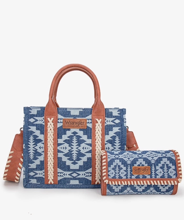 Wrangler Aztec Print Tote Bag Set - Stylish & Durable Cotton Tote Bags for Women - Perfect for Shopping, Beach, Travel & Everyday Use