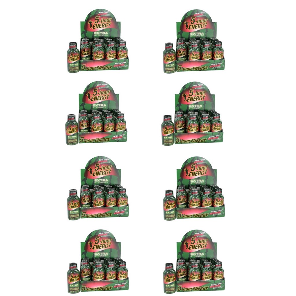 Extra Strength 5 Hour Energy Shot - 96 Pack (2oz Bottles) - Strawberry & Watermelon Flavor - Boost Energy for Workouts, Study & Long Drives