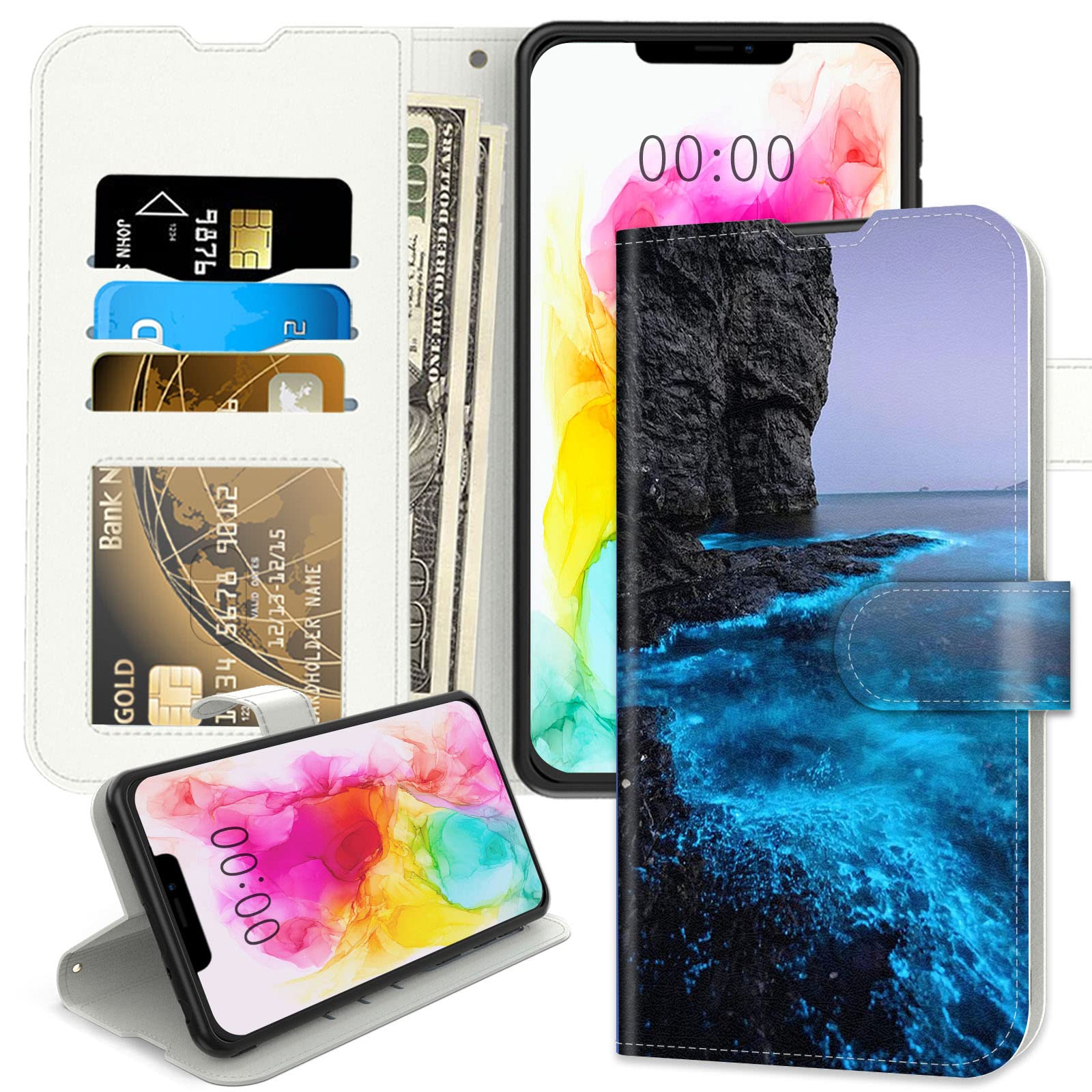 iPhone 13 Pro Max Wallet Case with Magnetic Closure - PU Leather Card Holder & Stand Cover for Daily Use & Travel