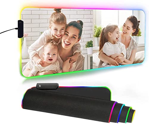 Custom XXL RGB LED 2 Pictures Collage Mouse Pad