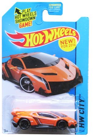 2014 Hot Wheels HW City Lamborghini Veneno Orange Die-Cast Car - Collectible Toy Car for Kids & Adults, Perfect for Display, Play & Racing Scenes