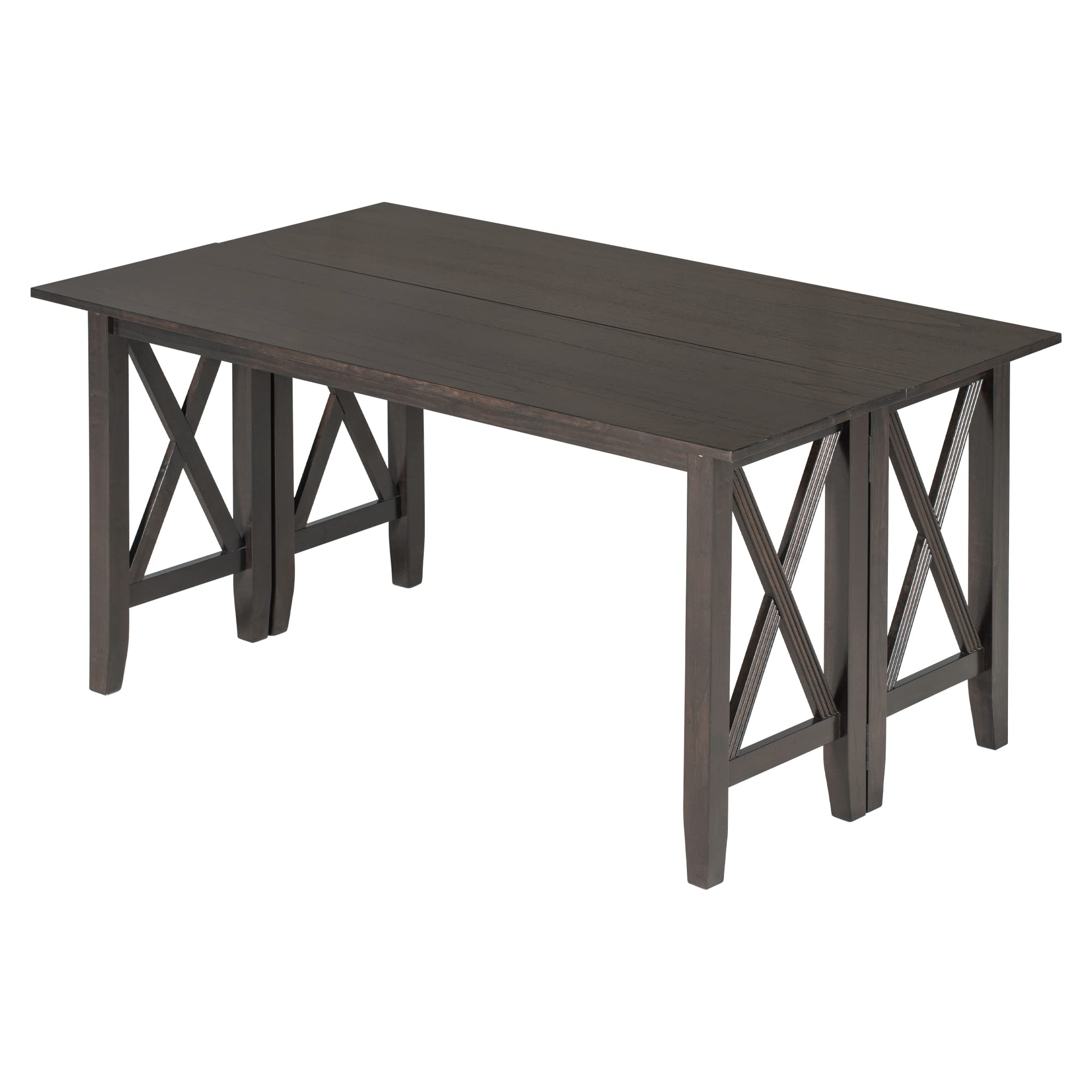 Harper & Bright Designs 6-Piece Rustic Dining Table Set - Wood Folding Dinette Table with 4 Upholstered Chairs & Bench, Espresso Finish - Perfect for Small Kitchen, Breakfast Nook or Apartment Dining Space (Seats 6)