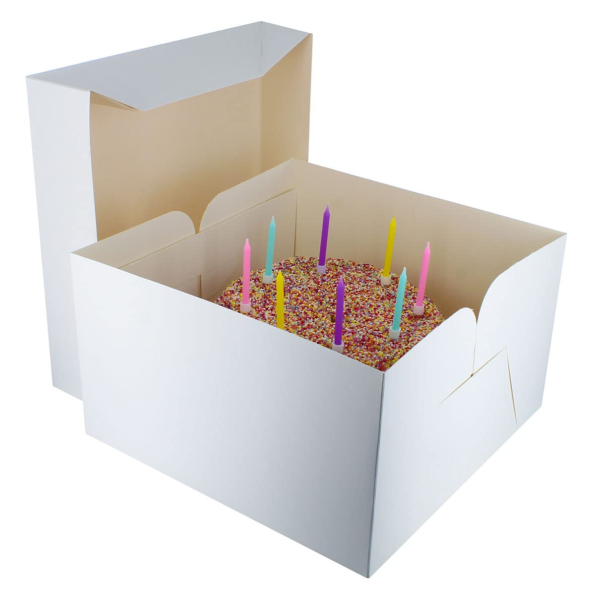 Culpitt 12-Inch Round Black Cake Board with White Cake Box - 0.5'' Thick Cake Drum & Matching Transport Box for Birthday, Wedding & Halloween Treats - Durable 13mm Cake Stand for Professional Bakers & Home Bakers