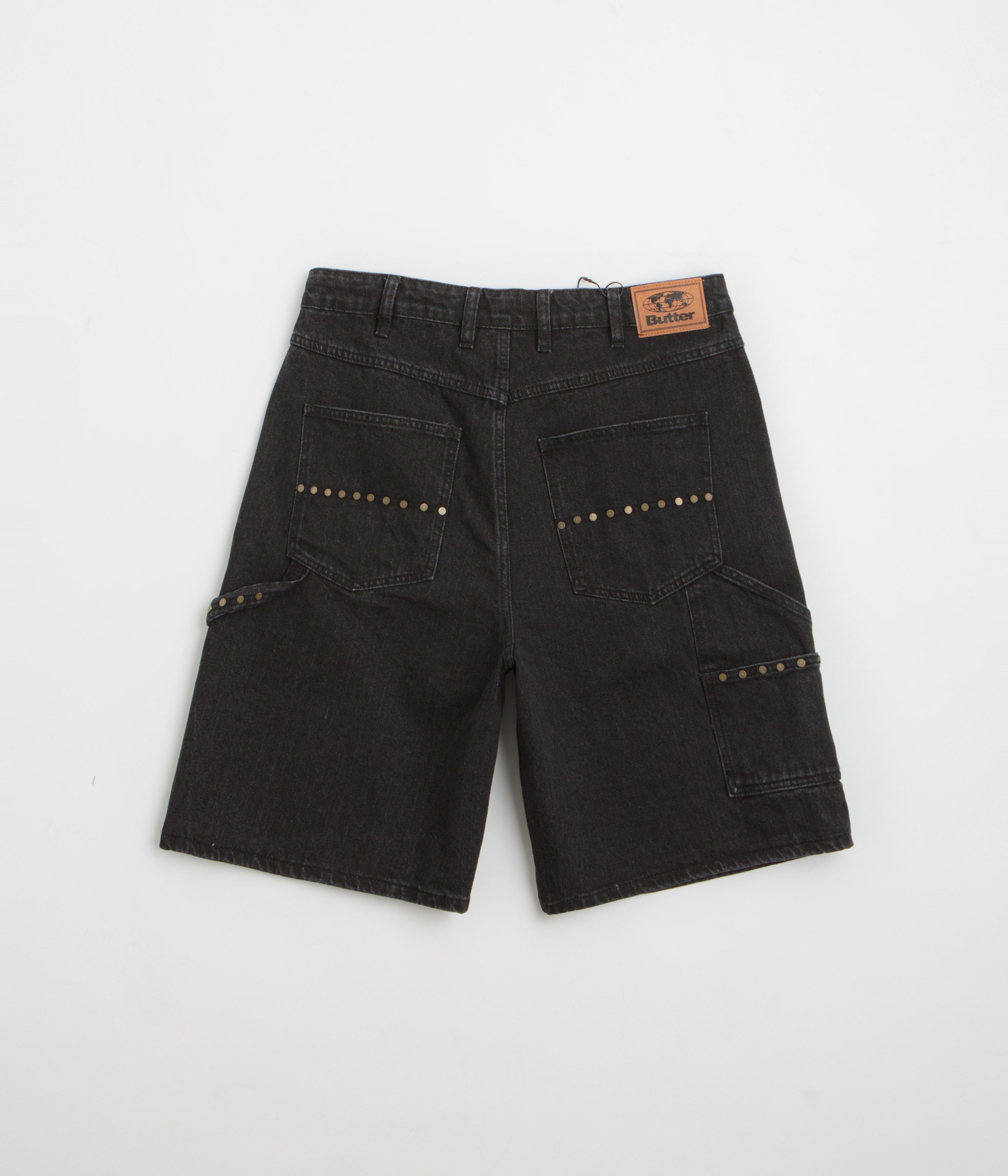 Butter Goods Rivet Denim Shorts for Men - Washed Black Distressed Denim Shorts | Casual Summer Streetwear for Outdoor Activities & Travel