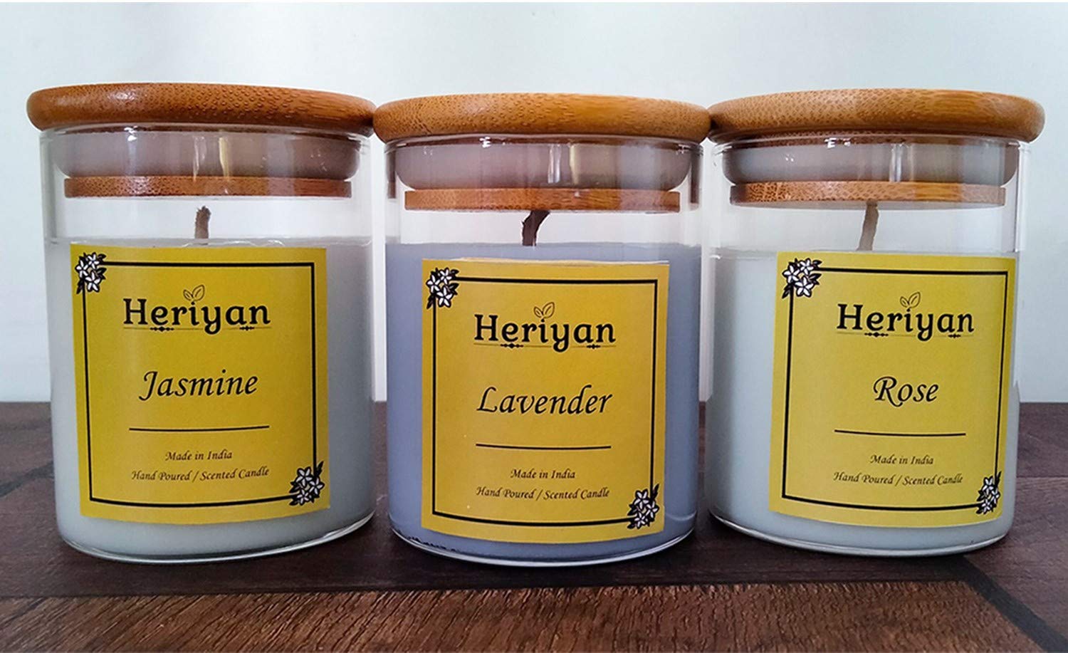 Heriyan Natural Soy Wax Scented Candle - Jasmine & Creamy White Fragrance, Long-Lasting Aromatherapy Candle for Home, Spa, Yoga and Relaxation