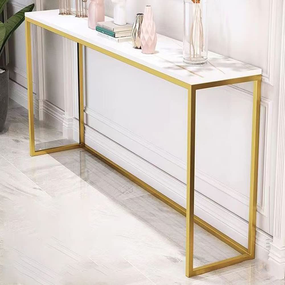 Modern White Gold Marble Console Table - 31.5