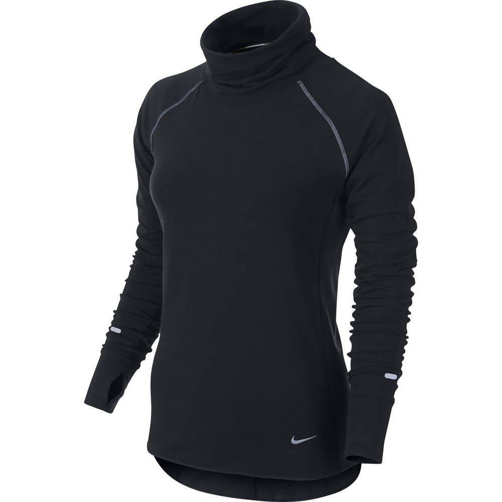 Nike Women's Dri-FIT Feather Fleece Pullover Hoodie - Black/Black/Reflective Silver (Small) | Lightweight Warm Workout Jacket for Running, Yoga & Outdoor Activities