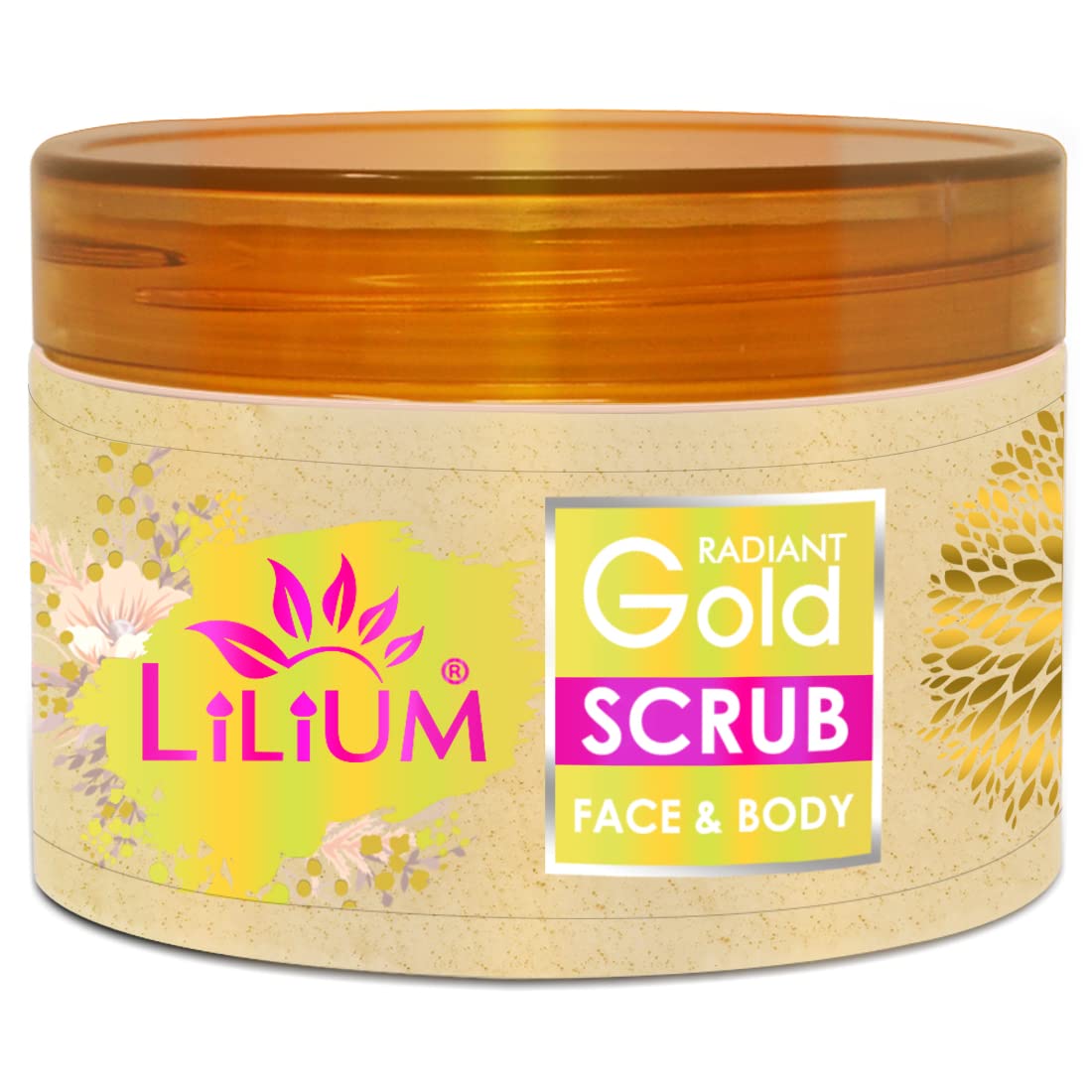 Lilium Radiant Gold Face Scrub 250g - Deep Exfoliating Cleanser for Dead Skin Removal, Tan & Blackhead Treatment | Natural, Paraben-Free Formula | Perfect for Daily Skincare Routine & Spa Days