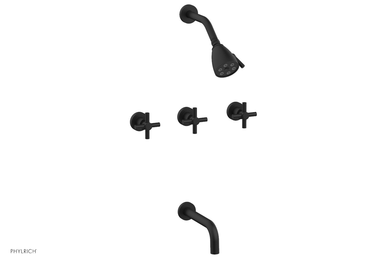 D2134 Basic Three Handle Tub and Shower Faucet Set - 7 1/2 Inch Spout with Tubular Cross Handles - Perfect for Bathroom Renovation and Home Upgrade