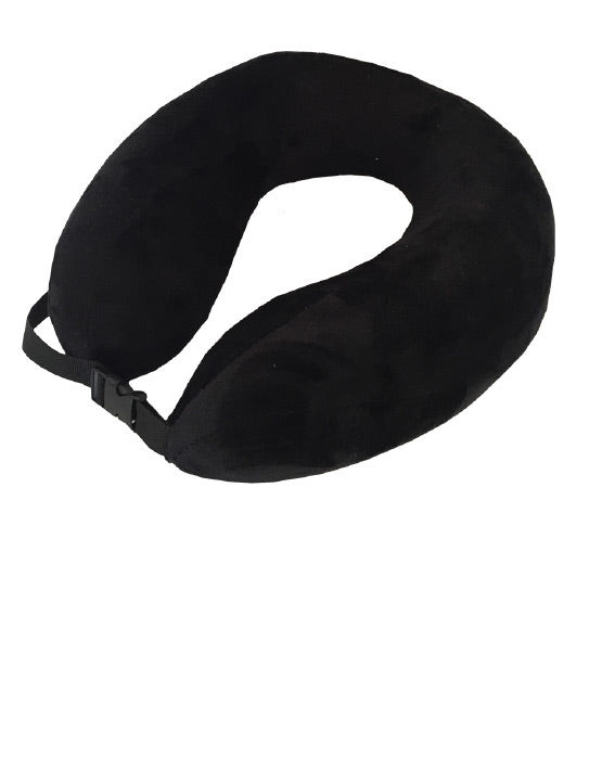 Tosca TCA002 Memory Foam Travel Pillow for Neck Support - Black | Perfect for Airplane, Car & Office Use