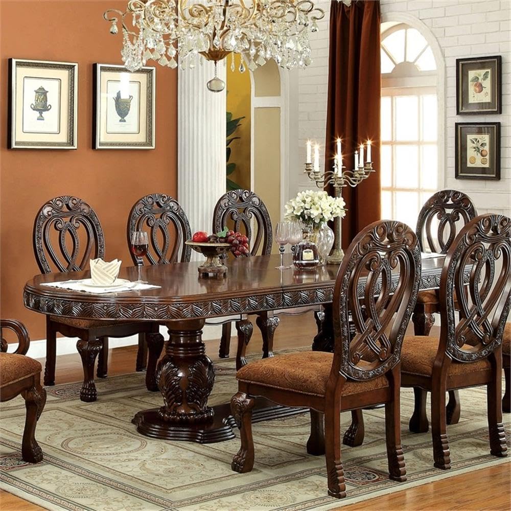 Furniture of America Madison Traditional Cherry Wood Extendable Dining Table - Perfect for Family Gatherings & Dinner Parties