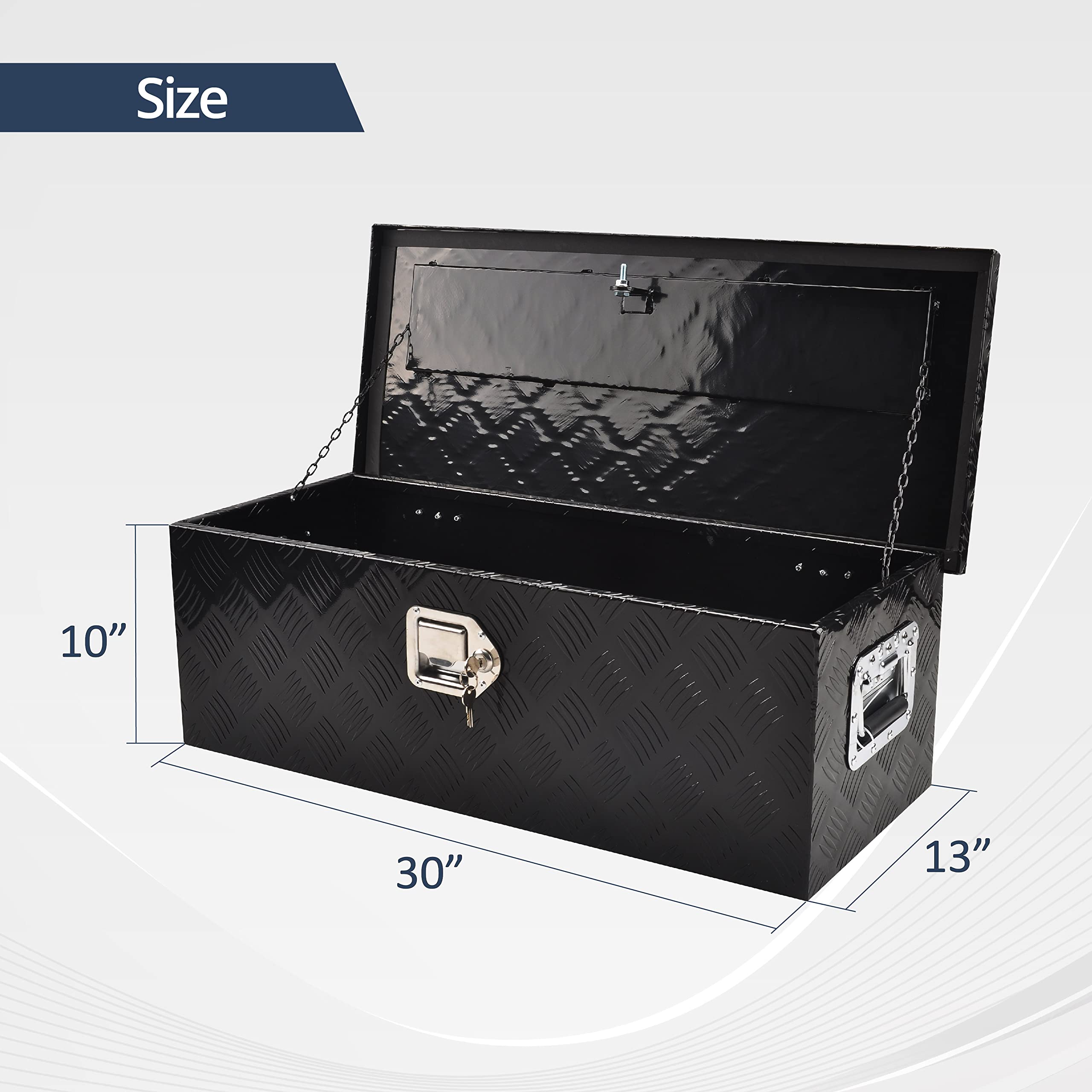 30 Inch Aluminum Truck Tool Box with Side Handle & Lock - Heavy Duty Tool Storage Box for Pickup, Trailer, RV - 30