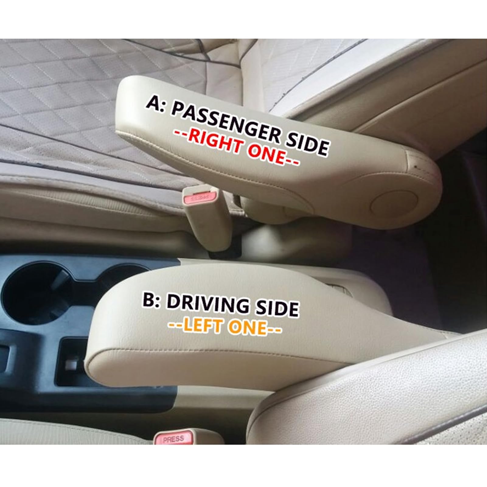 Premium 2PCS Car Armrest Cover - Microfiber Leather Seat Handle Protector for Honda CRV 2010-2017 | Beige Interior Accessories | Comfort & Style Upgrade for Long Drives