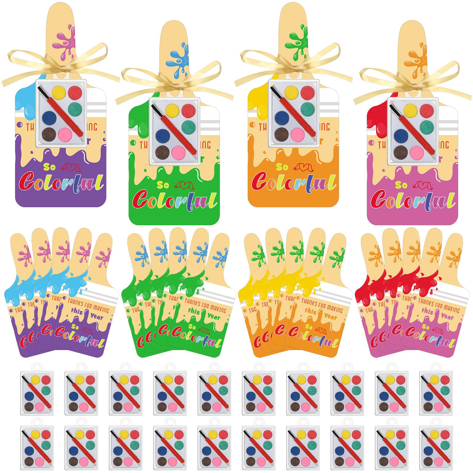 24 Pack Watercolor Paint Set with 24 Colorful Cards - Perfect Student Gifts for Kindergarten Graduation, School Birthday Party Favors & Gift Exchange - Bulk Classroom Art Supplies for Kids' Creative Painting Activities