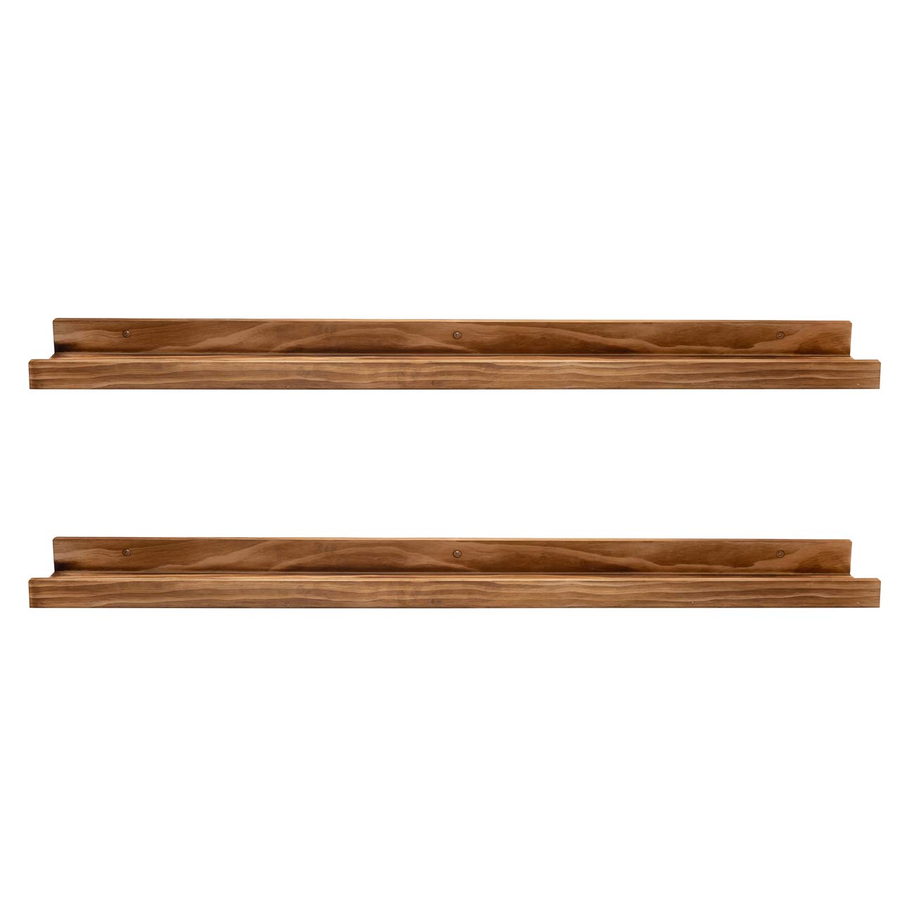 AZSKY Rustic Wood Floating Shelves - 36 Inch Set of 2, Wall Mounted Bookshelf with Lip for Nursery, Kids Room, Bathroom & Living Room - Perfect for Displaying Books, Photos, Frames and Decorative Items