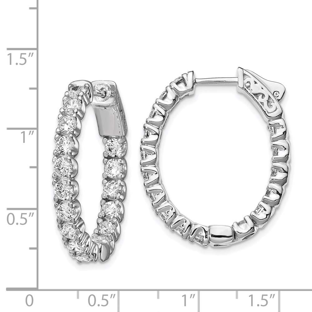 Sterling Silver Cubic Zirconia Hoop Earrings for Women - 27.85mm Round CZ Studs, 925 Silver In & Out Hoops - Perfect for Everyday Wear, Office & Special Occasions