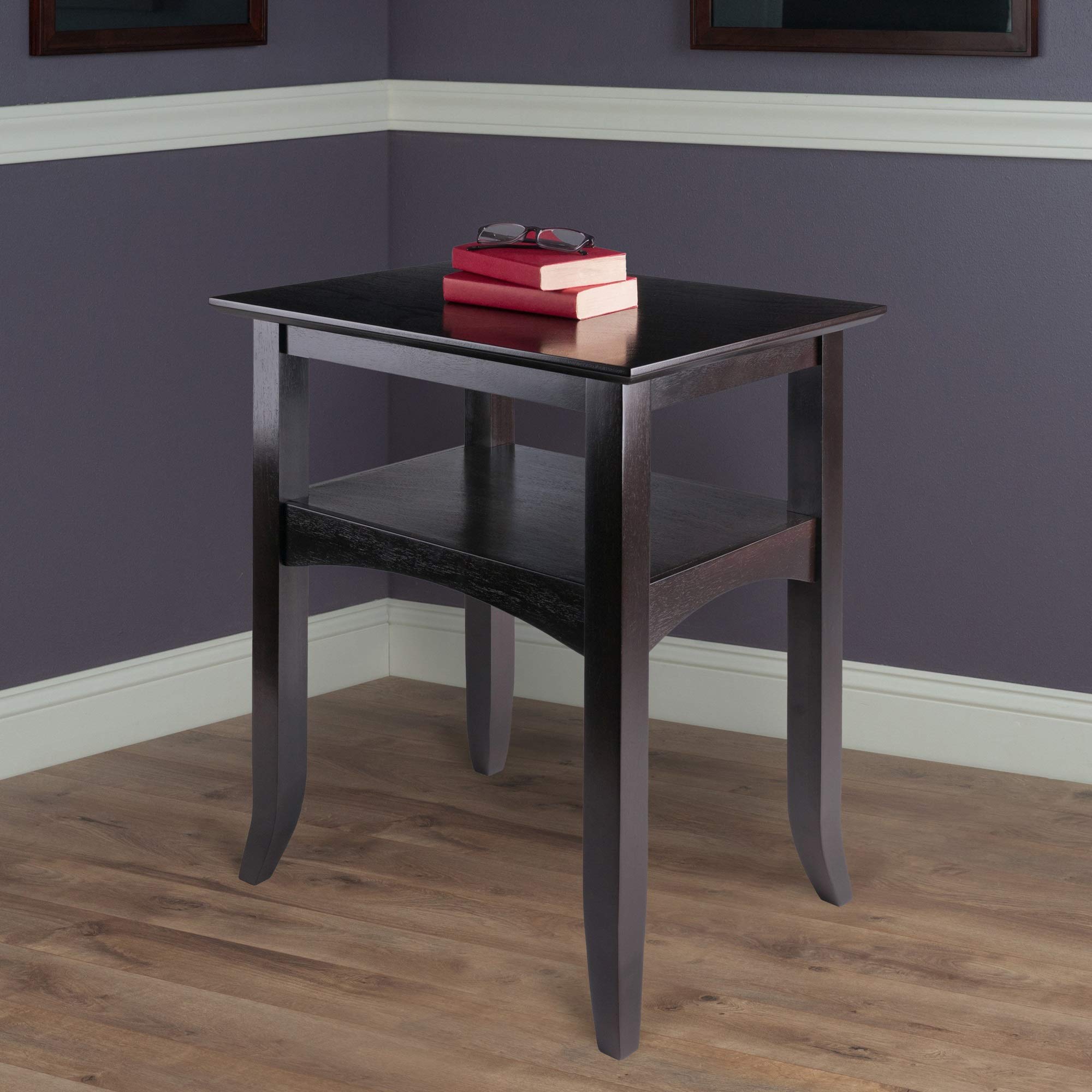 Ergode Wood Camden End Table - Solid Wood Coffee Table with Flared Legs & Storage Shelf, Easy Assembly - 22.4