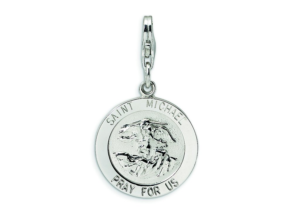Amore LaVita Sterling Silver Saint Michael Medal Lobster Clasp Bracelet Charm - Religious Jewelry for Protection & Faith - Perfect for Gifts, Daily Wear & Spiritual Occasions