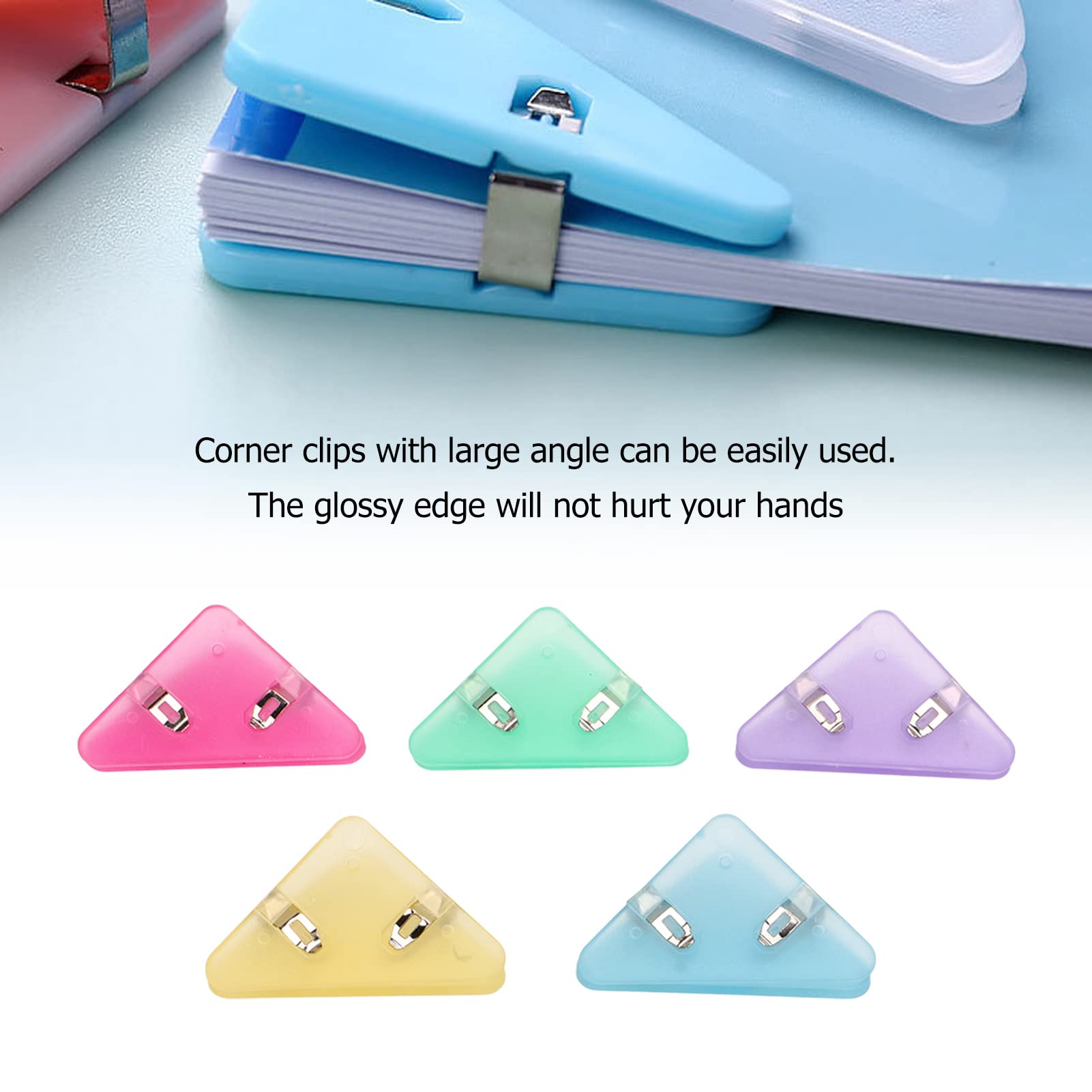 15Pcs Cute Triangular Paper Corner Clips - Reusable Bookmark & Document Fixing Tool for Test Papers, Notes, Office & School Supplies | Perfect for Organizing, Studying & Filing Documents