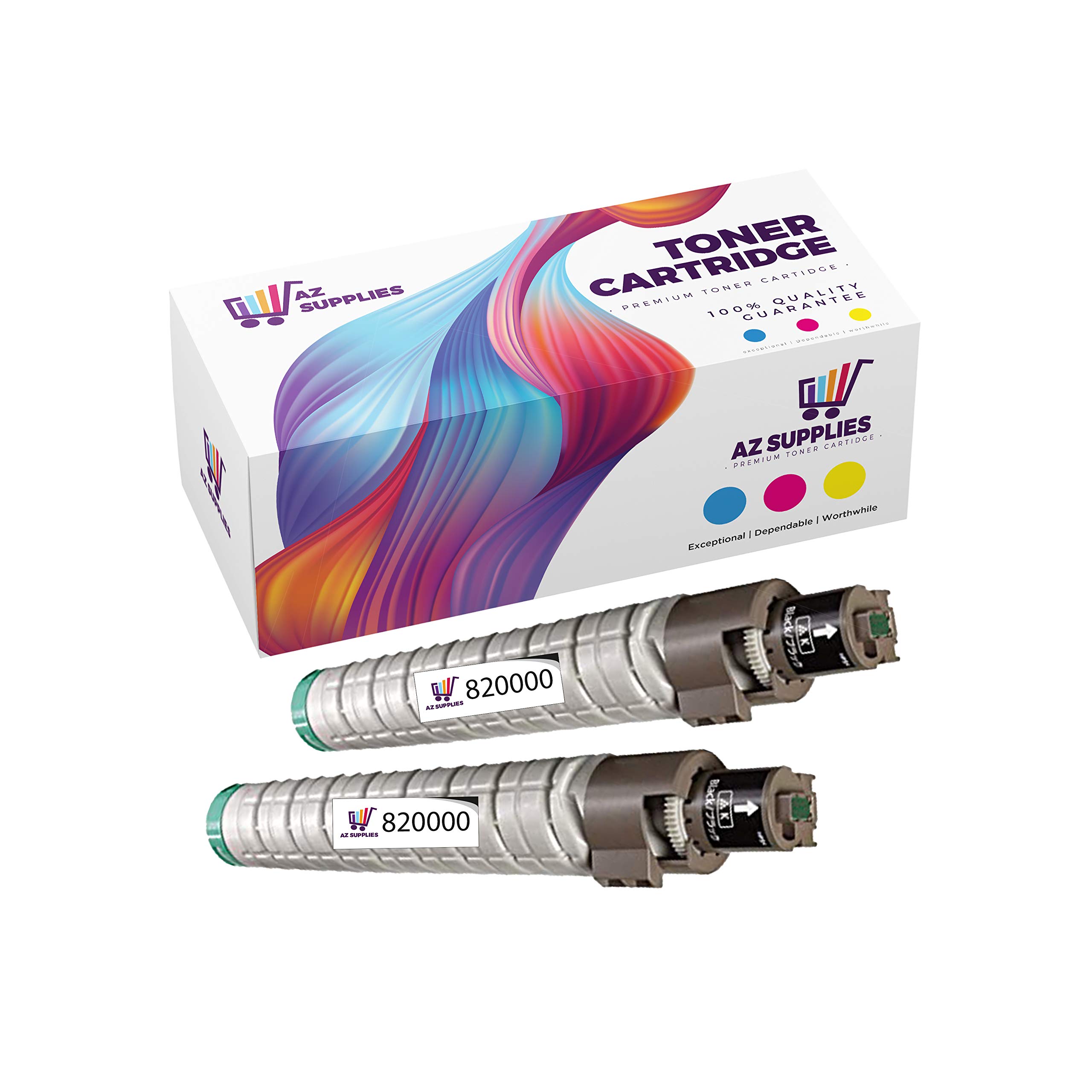High-Quality AZ Supplies Compatible Toner Cartridge Replacement for Ricoh 820000 - Works with Aficio SP C811DN, C811DN-DL, C811DNHA, C811DN-T1, C811DN-T2, C811DN-T3 - 2-Pack Black Toner - Perfect for Office Printing & High-Volume Documents