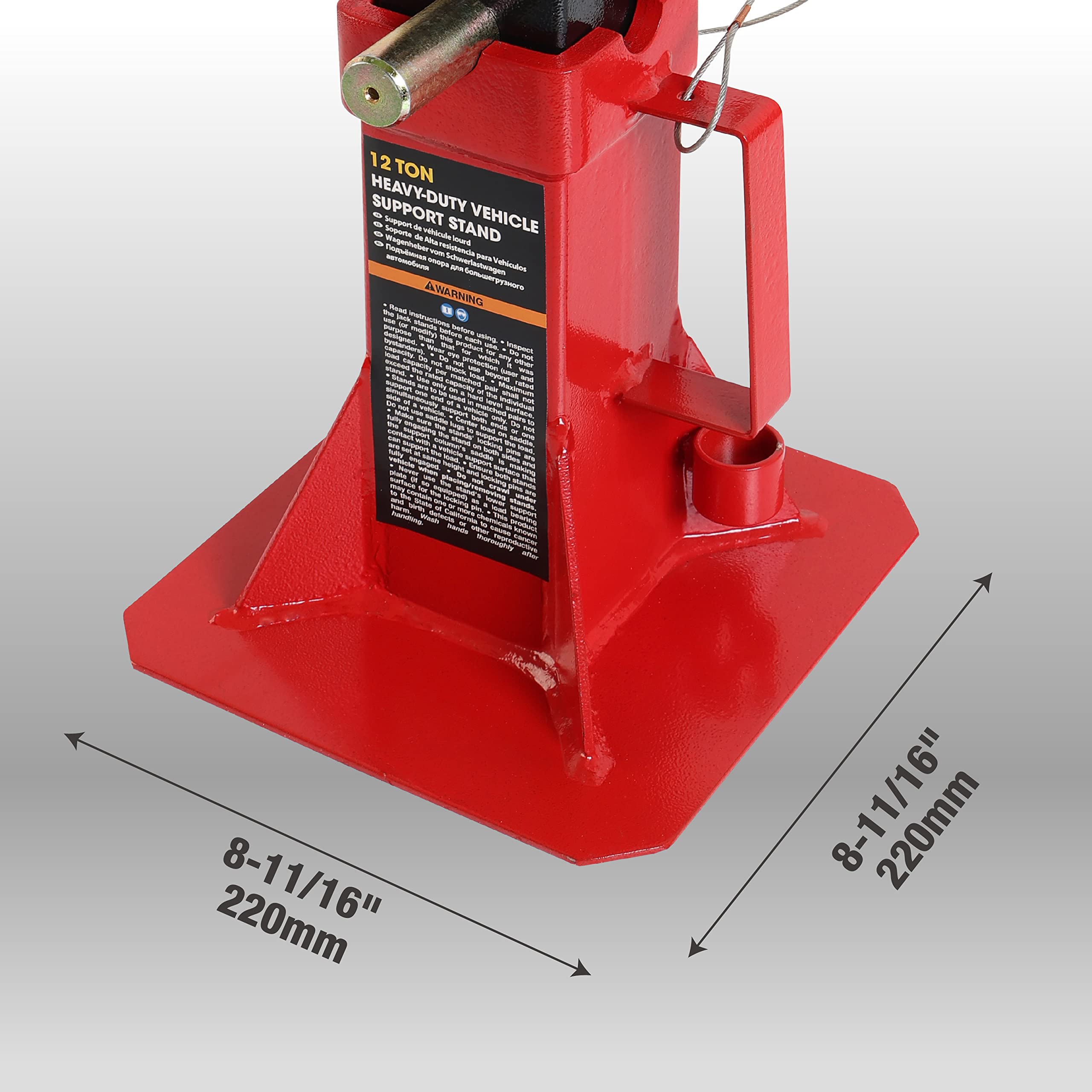 Torin BIG RED ATZ120005R 12 Ton (26,400 lb) Heavy Duty Professional Car Jack Stand with Locking Pin - 1 Pair, Red - Perfect for Auto Repair, Vehicle Maintenance & DIY Garage Projects