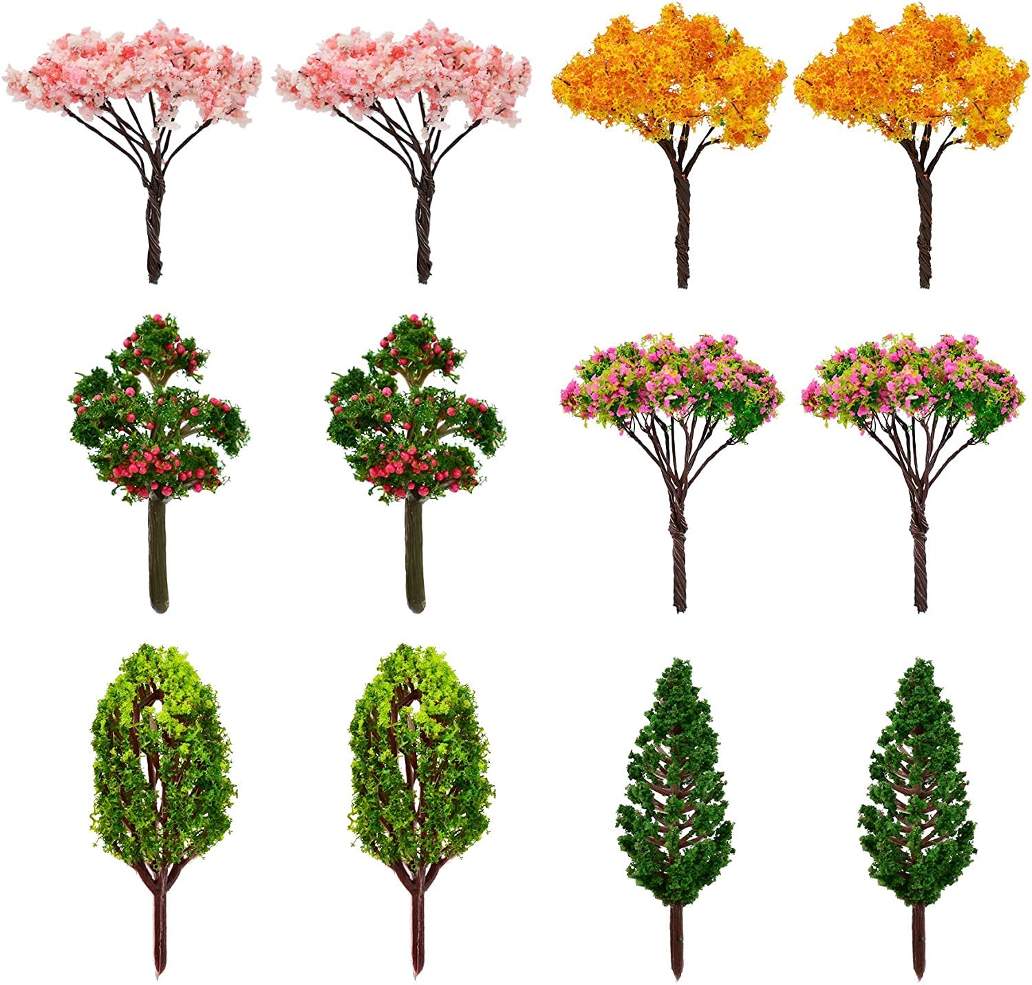12 Pcs Miniature Fairy Garden Tree Plant Ornament - Mini Dollhouse Pots Decor, Moss Micro Landscape DIY Craft for Fairy Gardens, Terrariums & Home Decor