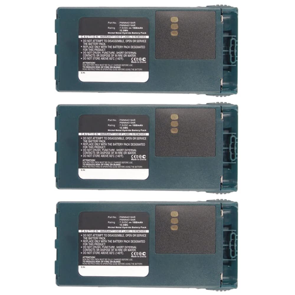 Synergy Digital 2-Way Radio Rechargeable Batteries (3-Pack) - 1800mAh Ni-MH 7.5V Replacement for Motorola NTN4496 & PMNN4017 - Perfect for Business, Security, and Outdoor Communication