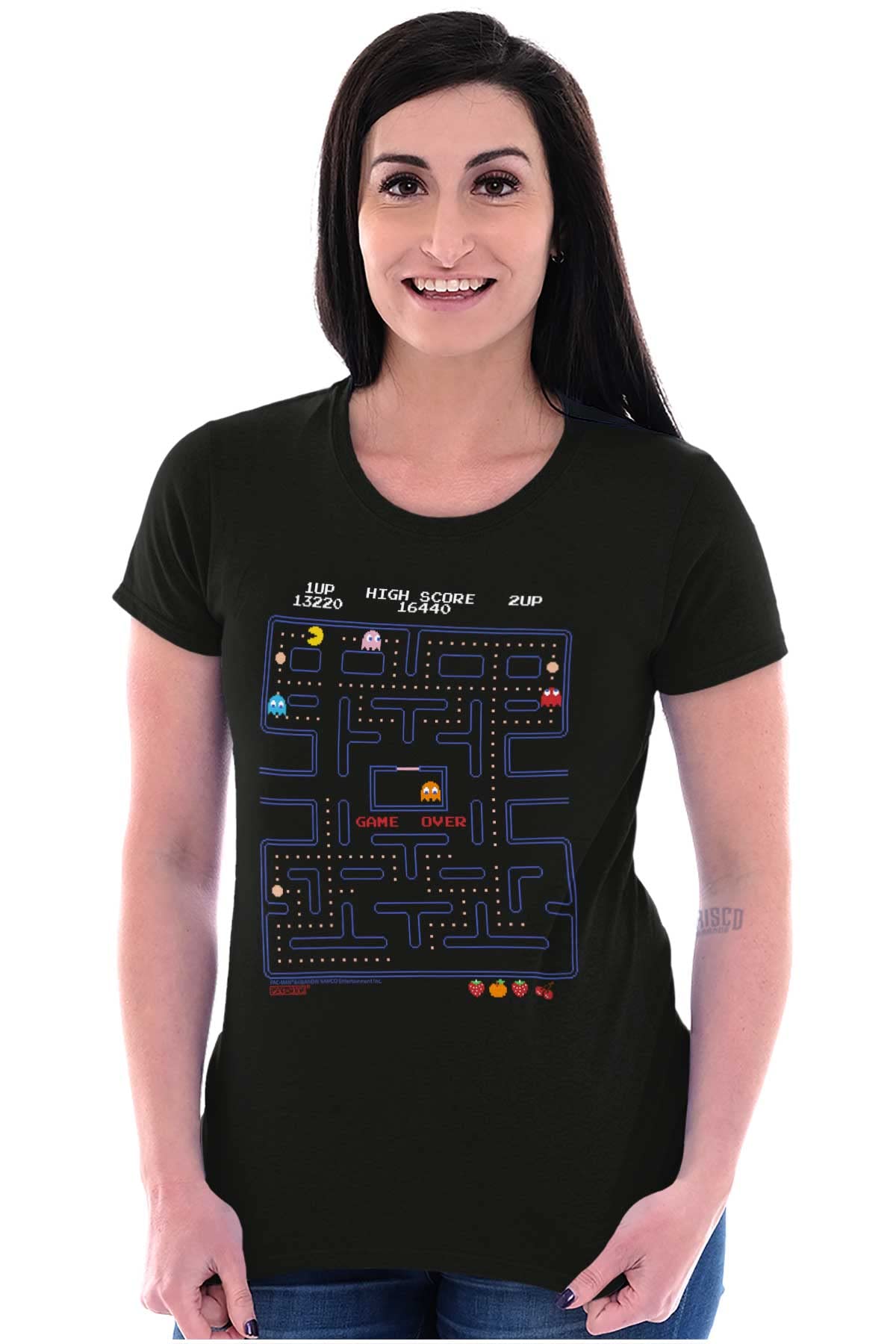 Pacman Game Over Retro Video Gaming Women's Graphic Tee - Vintage Arcade Style T-Shirt for Casual Wear & Gaming Events