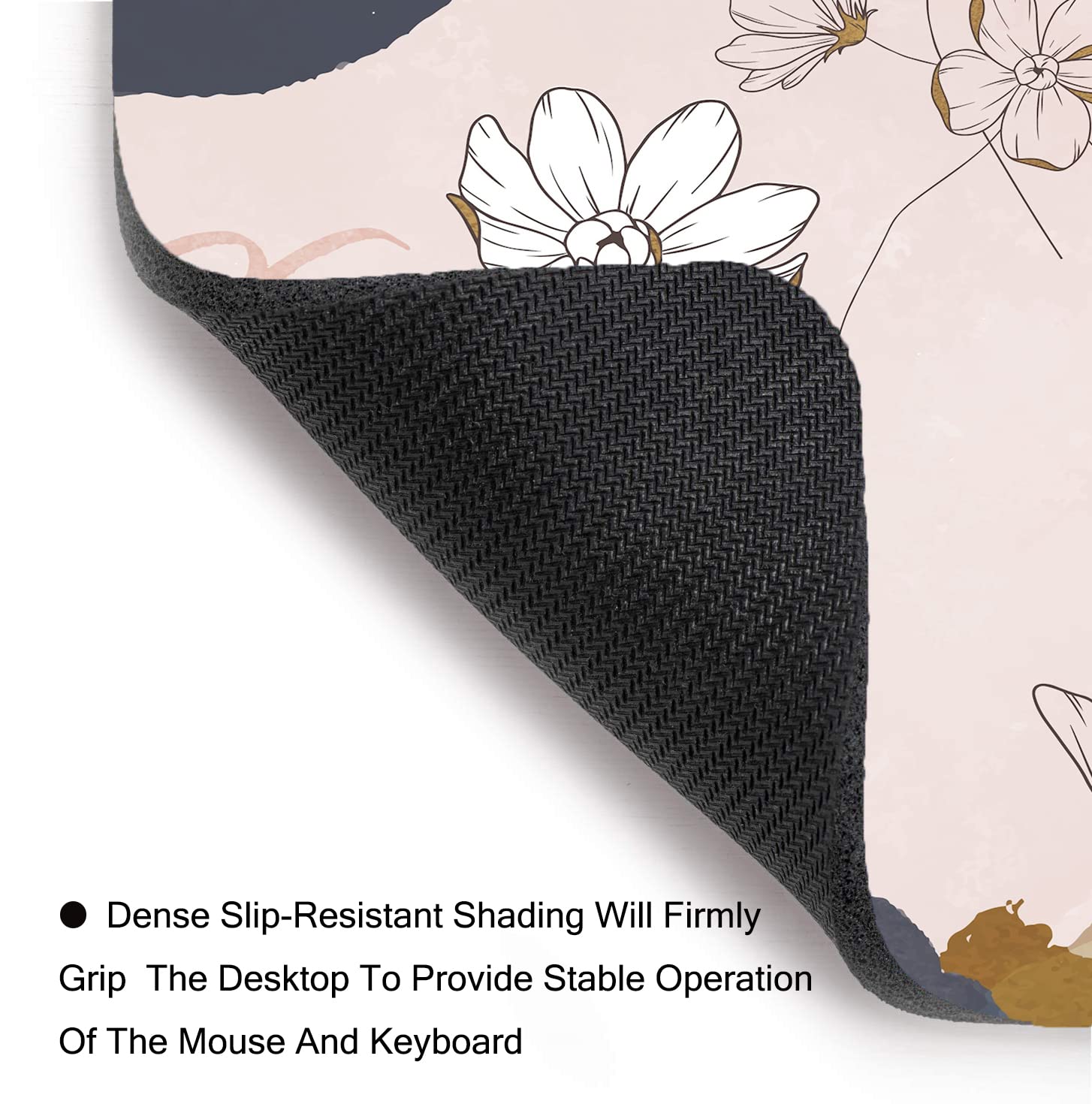 XXL Extended Gaming Mouse Pad with Non-Slip Rubber Base - Waterproof Large Keyboard Mat for Office, Home & Gaming - Floral Leaves Design Desk Decor for Work, Writing & PC Setup
