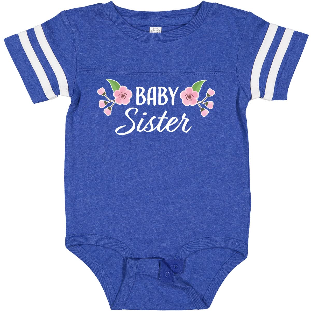 Inktastic Baby Sister with Pink Flowers Baby Bodysuit - Cute Floral Onesie for Newborn Girls - Perfect for Family Photos, Baby Showers & Special Occasions