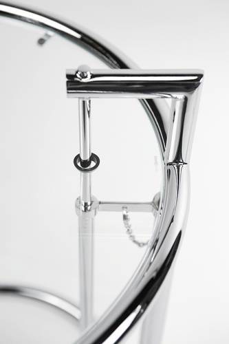 Eileen Gray E1027 Adjustable Height Side Table - Modern Glass & Chrome Design for Living Room, Office, or Bedroom
