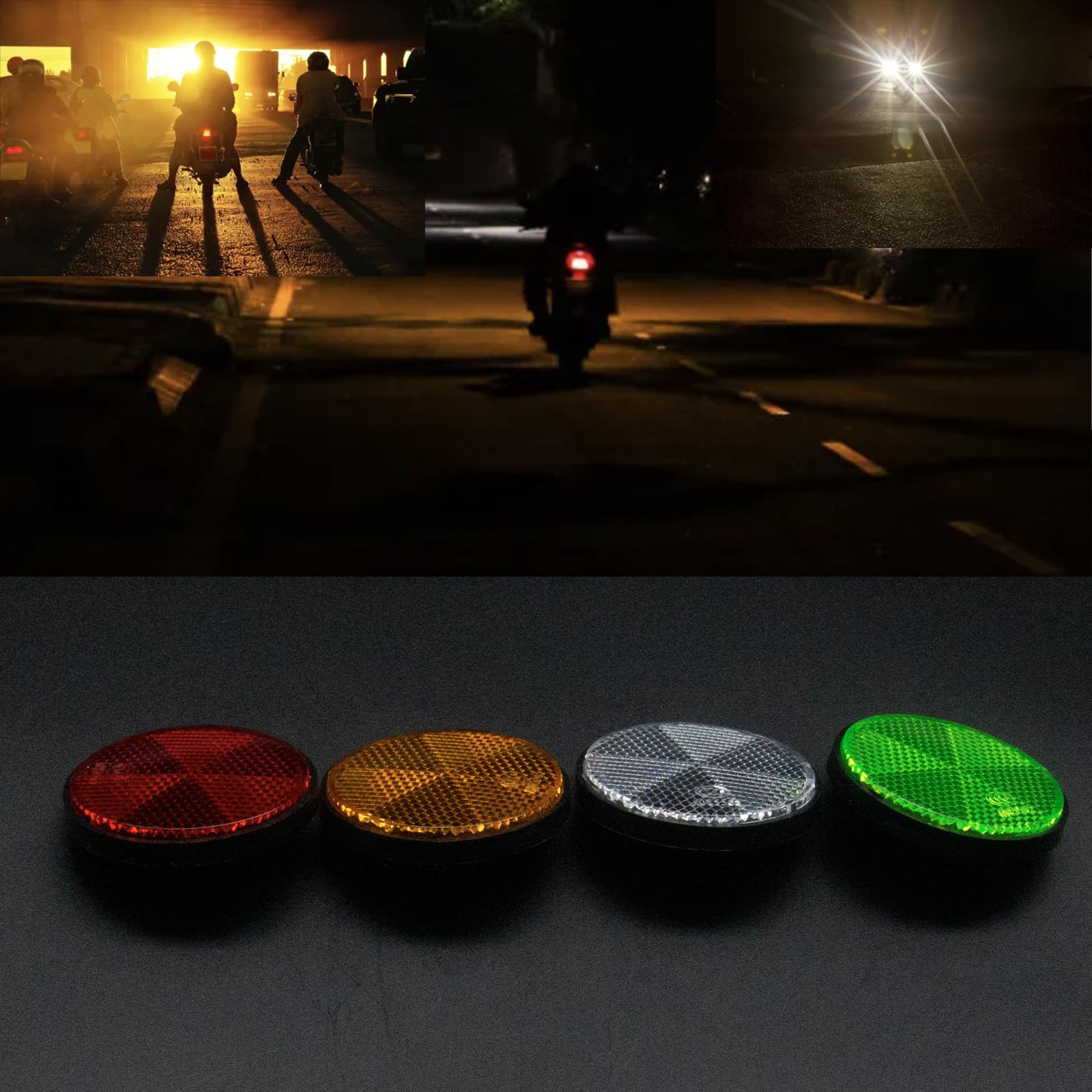 2.2 Inch Red Motorcycle Reflectors (Pair) - High Visibility Round Safety Reflectors for Motorcycle, Scooter & ATV - Perfect for Night Riding, Road Safety and Vehicle Warning Lights