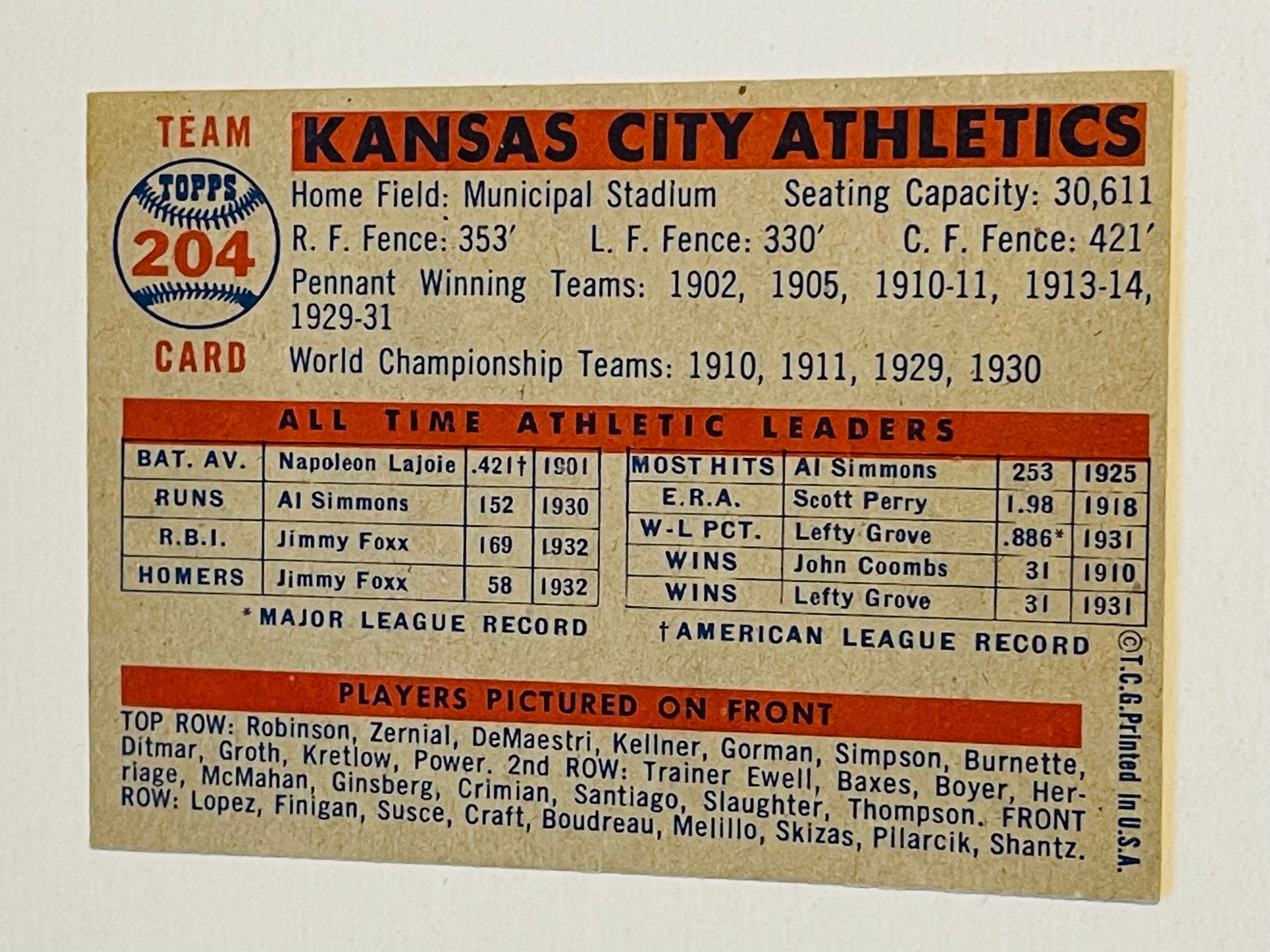 1957 Topps Baseball Kansas City High Grade Card - Vintage Collectible for Sports Memorabilia & Gift Ideas
