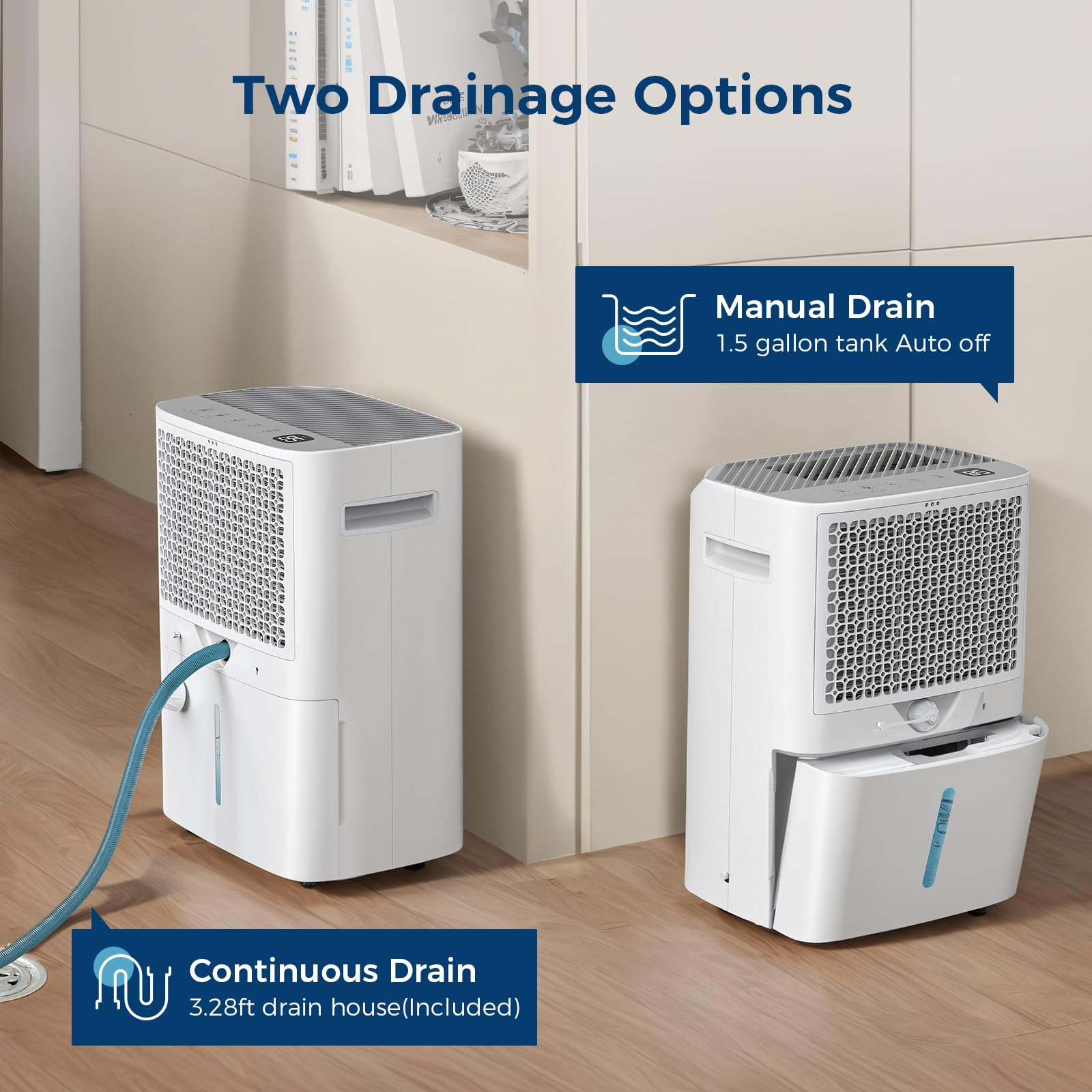 **Energy Star 100 Pint Dehumidifier for Basement & Large Rooms (6,000 Sq. Ft) – Quiet Operation, Adjustable Humidity Control, 24H Timer, 1.5 Gal Water Bucket with Drain Hose – Ideal for Home, Office & Storage Spaces**