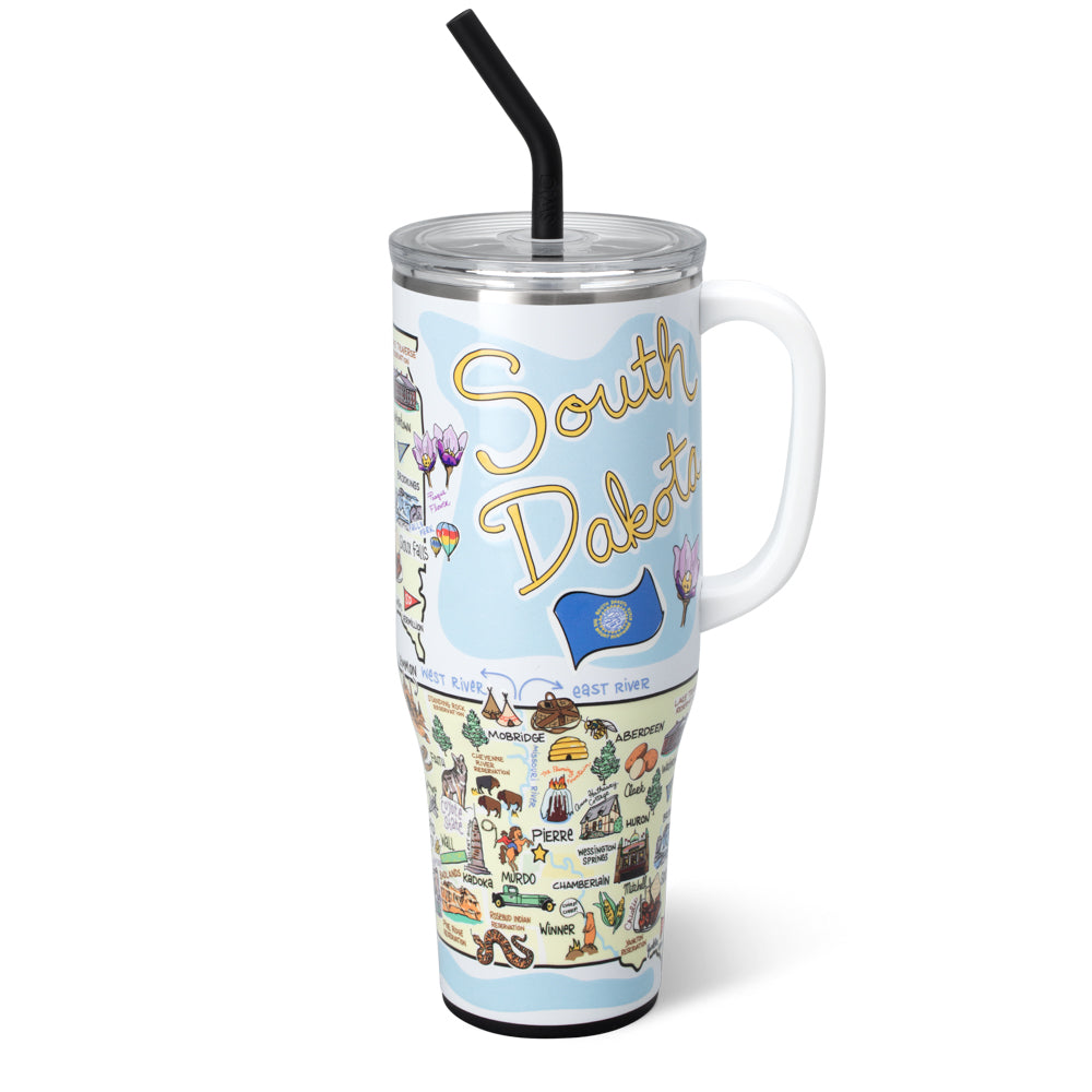 40oz South Dakota Mega Mug - Large Insulated Travel Tumbler for Coffee, Tea & Cold Drinks - Perfect for Camping, Office & Road Trips