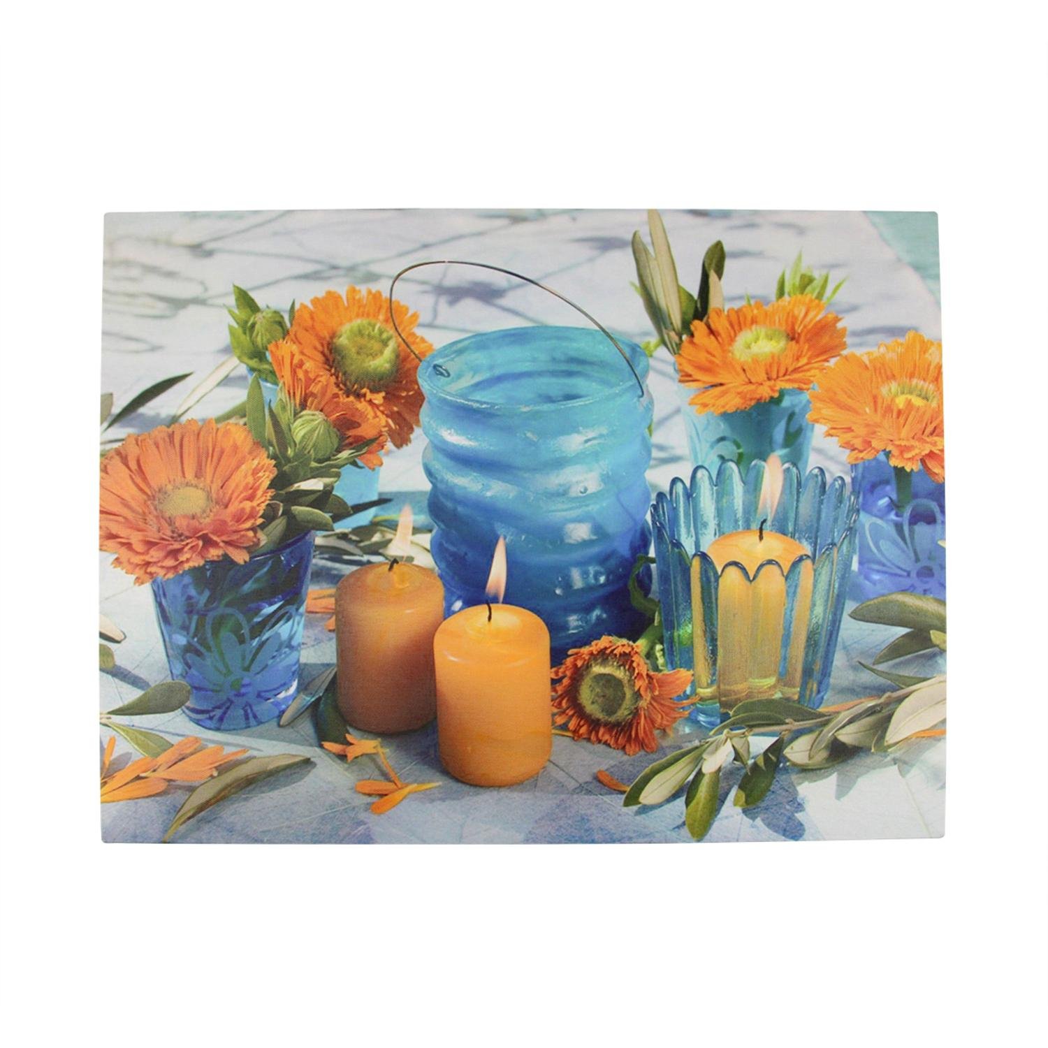 Northlight LED Flickering Floral Glass Candle Wall Art Decor - 12
