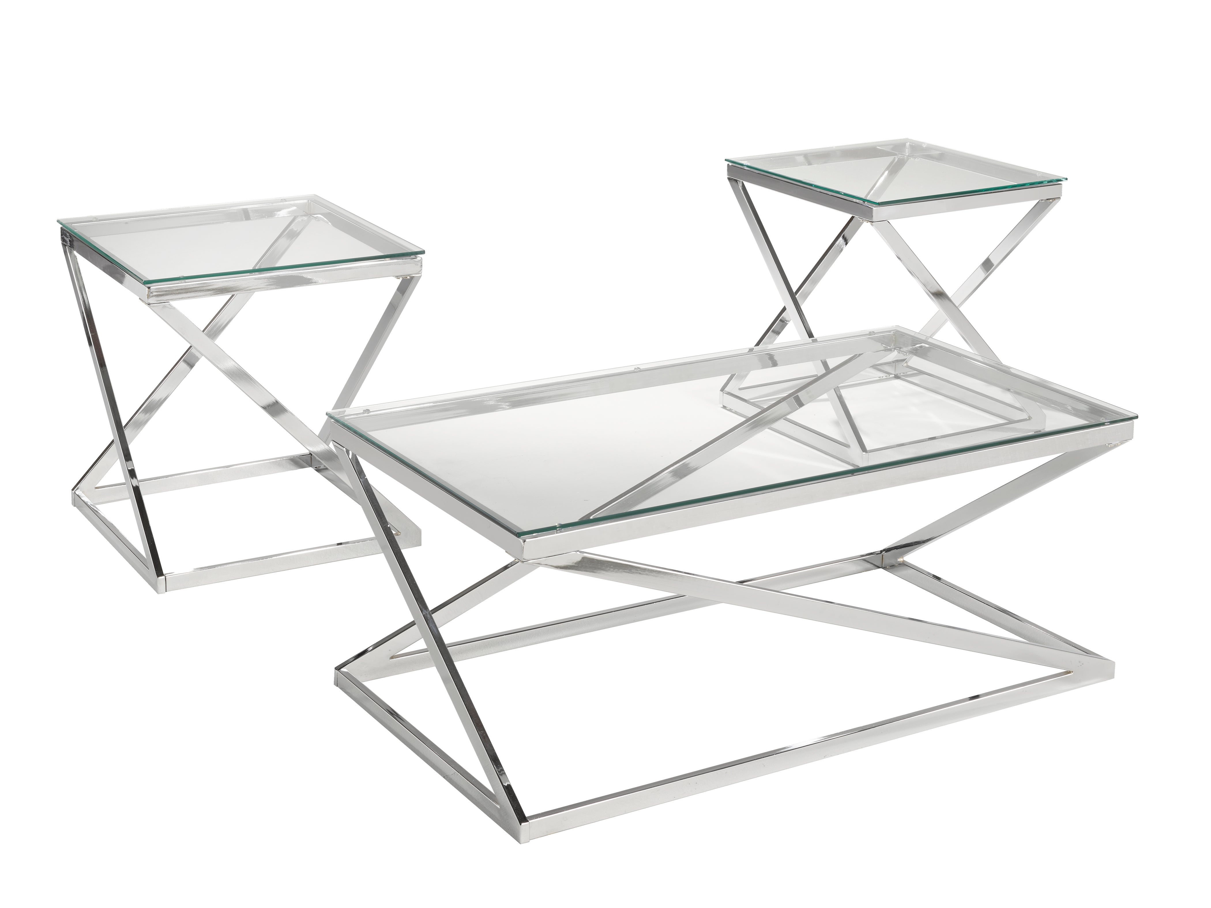 3-Piece Silver Coffee Table Set - Modern Living Room Furniture for Small Spaces & Apartments