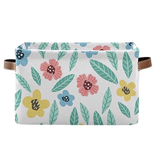 Collapsible Canvas Storage Bins & Organizer Boxes for Nursery, Toys, Clothes & Fabric - Colorful Flower Design (1-Piece) | Perfect for Baby Room Organization & Home Storage Solutions