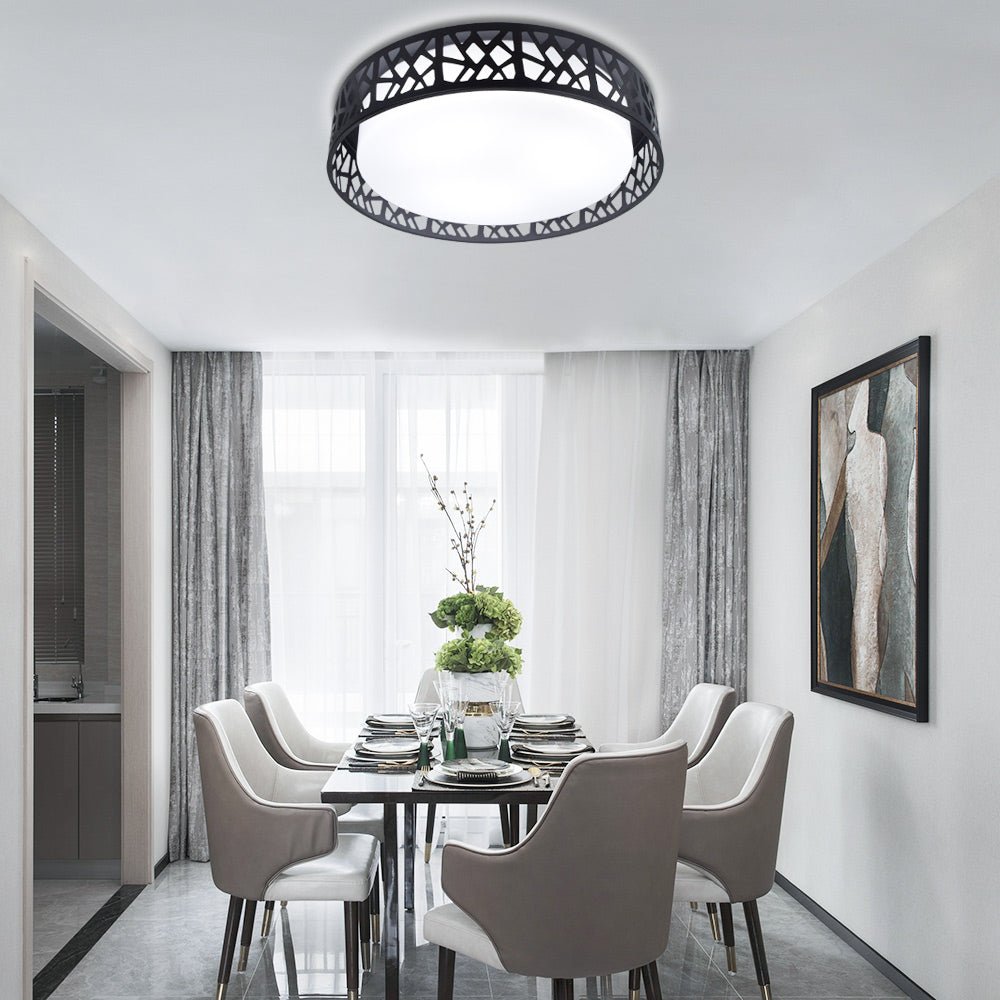 Dimmable 35W LED Ceiling Light with Remote Control - Round Flush Mount Black Ceiling Lamp, 3 Color Changeable (3000K-6000K) for Bedroom, Kitchen, Dining Room, Office, Hall & Kids' Room - Modern Lighting with Timer Function for Home & Commercial Spaces